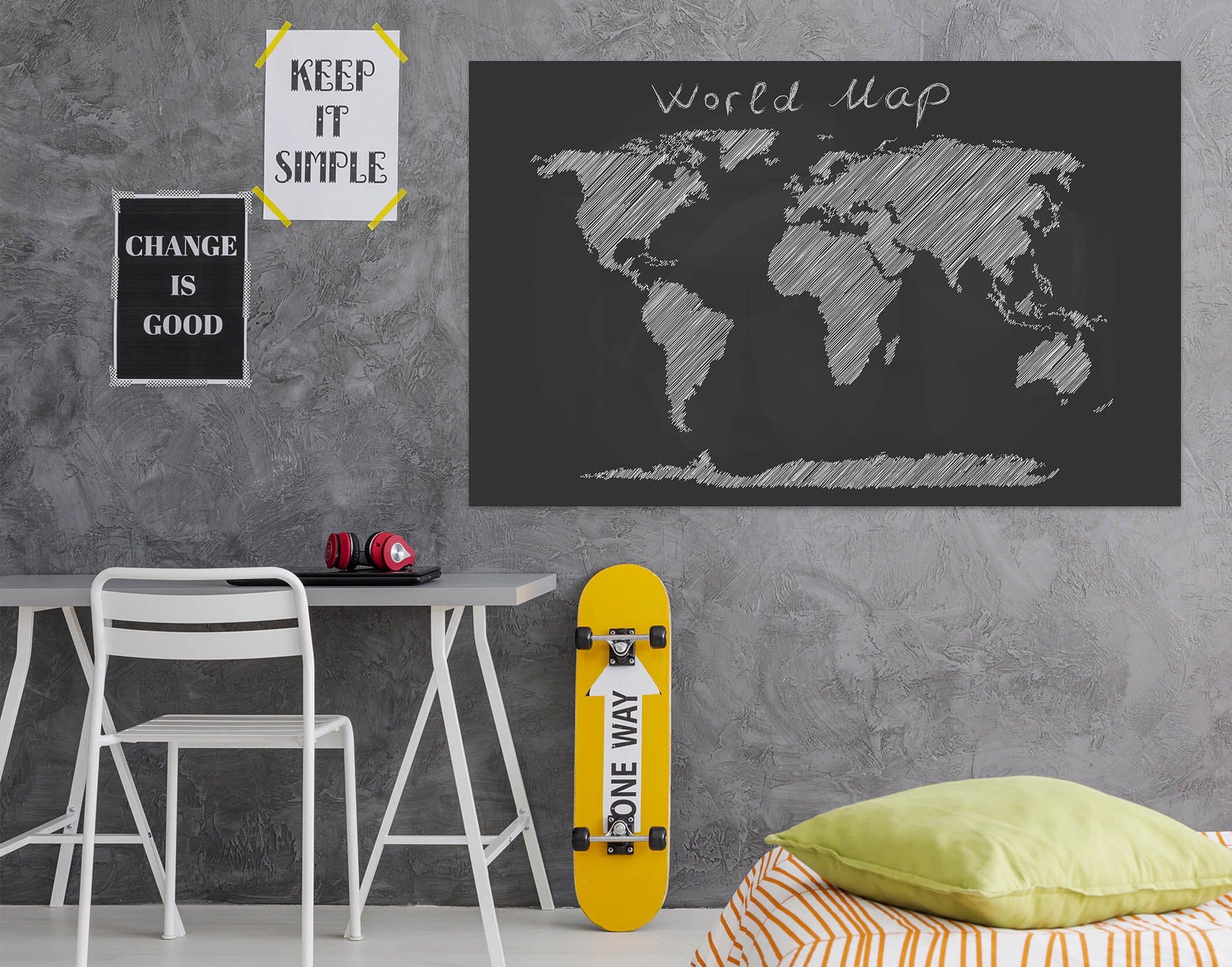 3D Black Painting 232 World Map Wall Sticker Wallpaper AJ Wallpaper 2