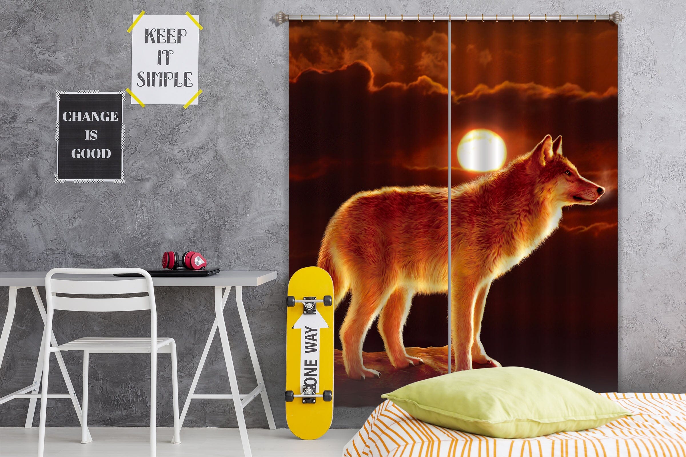 3D Sunset Wolf 076 Vincent Hie Curtain Curtains Drapes Curtains AJ Creativity Home