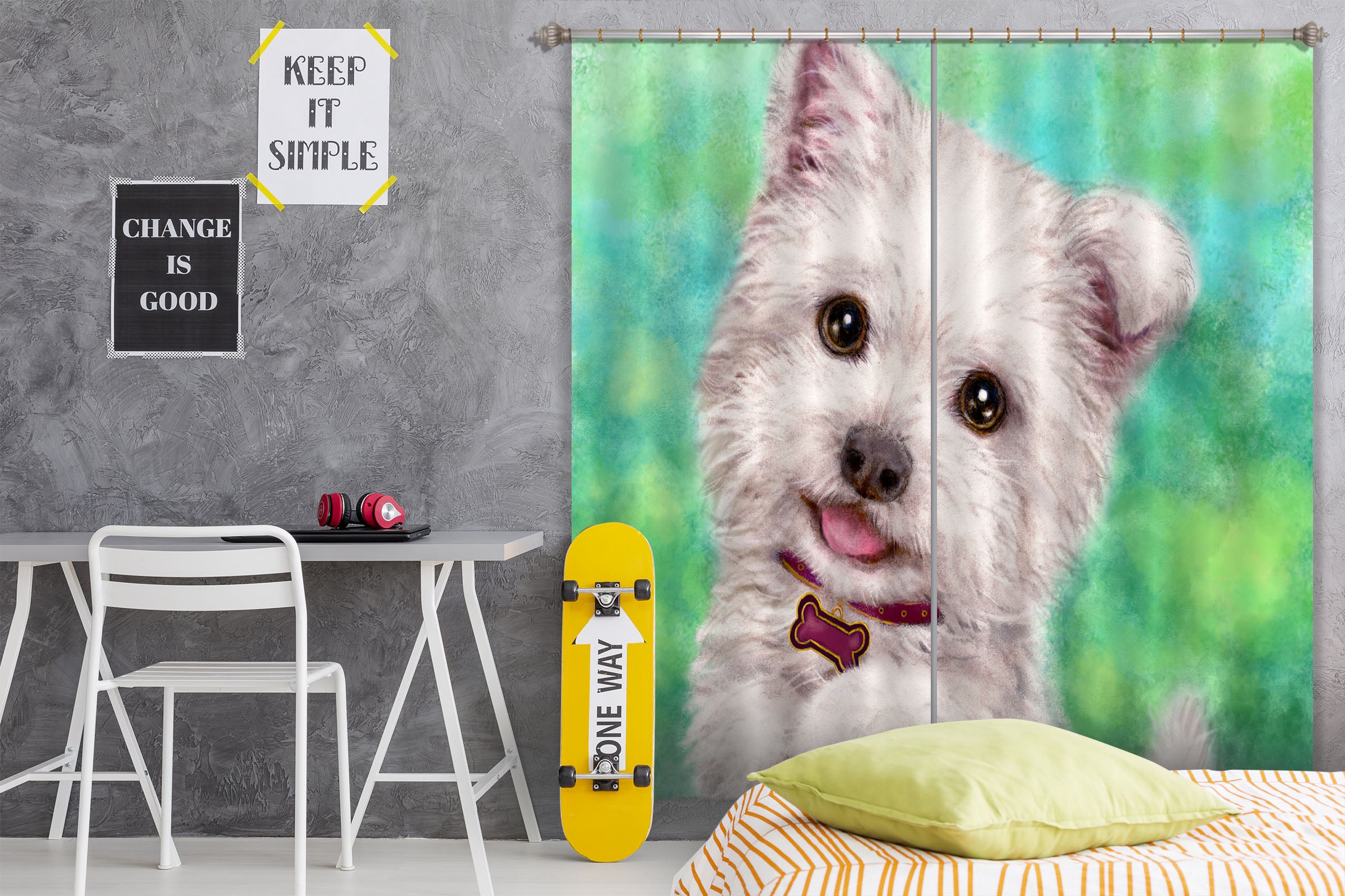 3D White Puppy 9075 Kayomi Harai Curtain Curtains Drapes