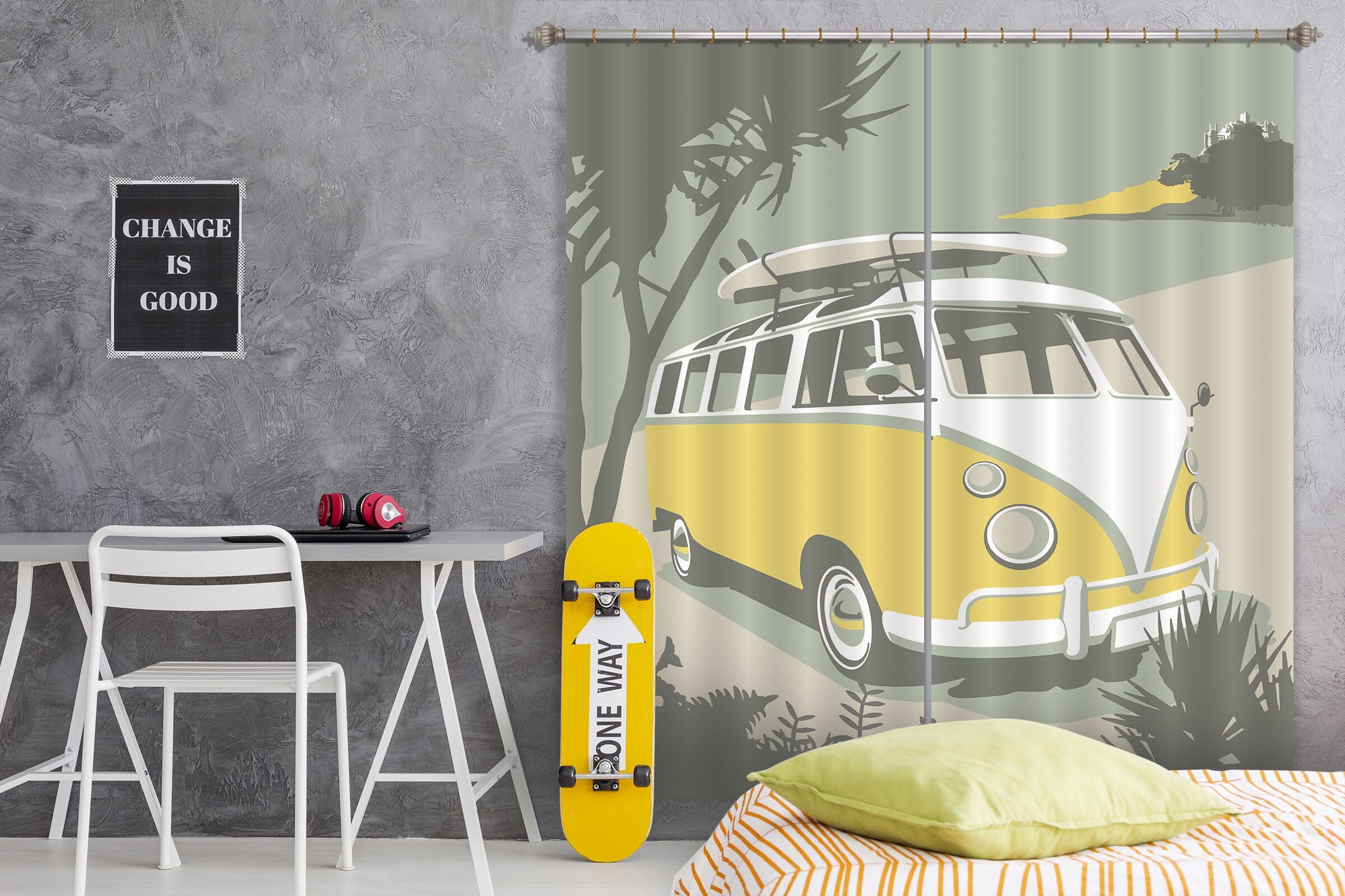 3D Marazion Camper 120 Steve Read Curtain Curtains Drapes Curtains AJ Creativity Home