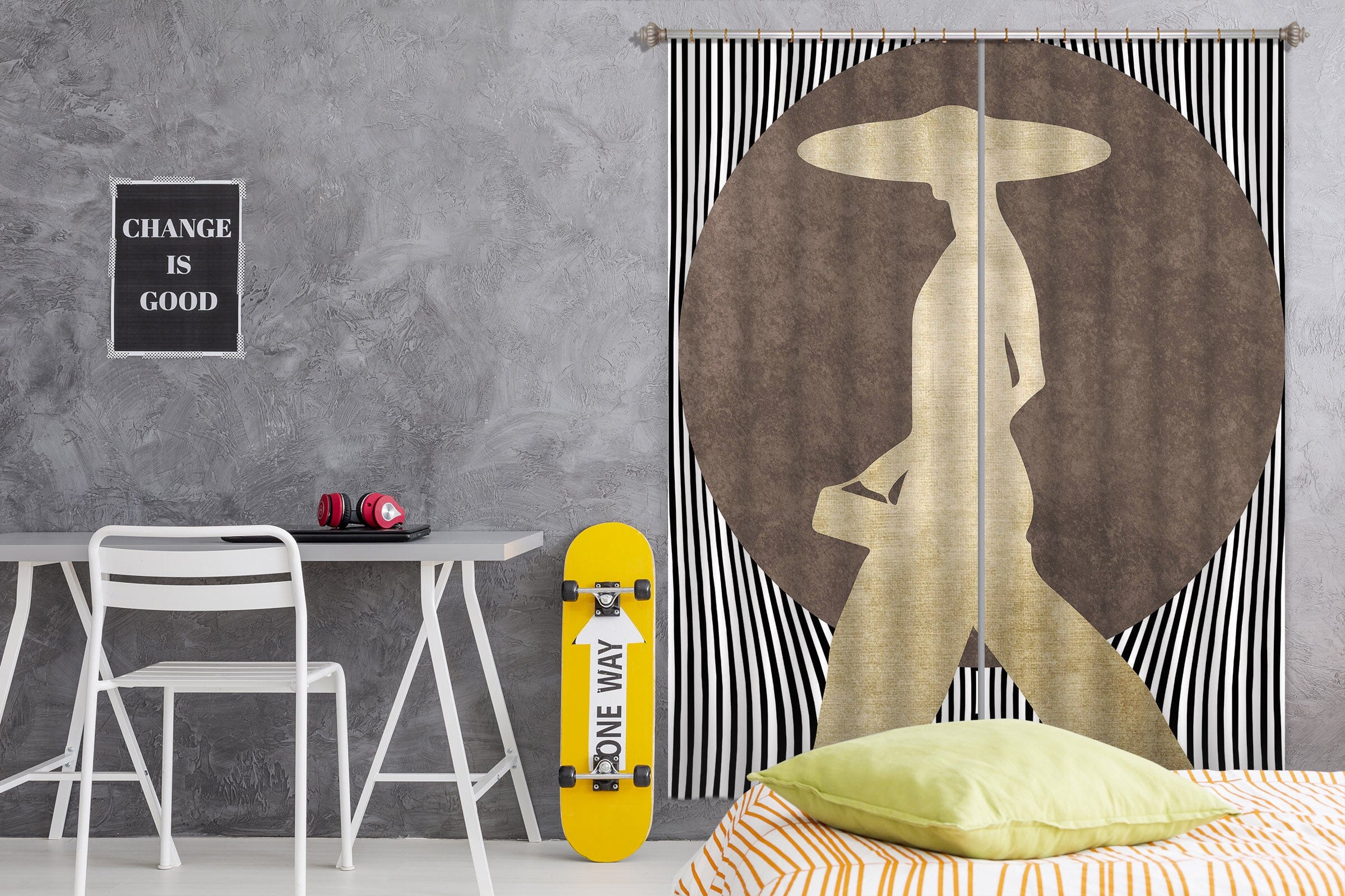 3D Hat Woman 1072 Boris Draschoff Curtain Curtains Drapes Curtains AJ Creativity Home