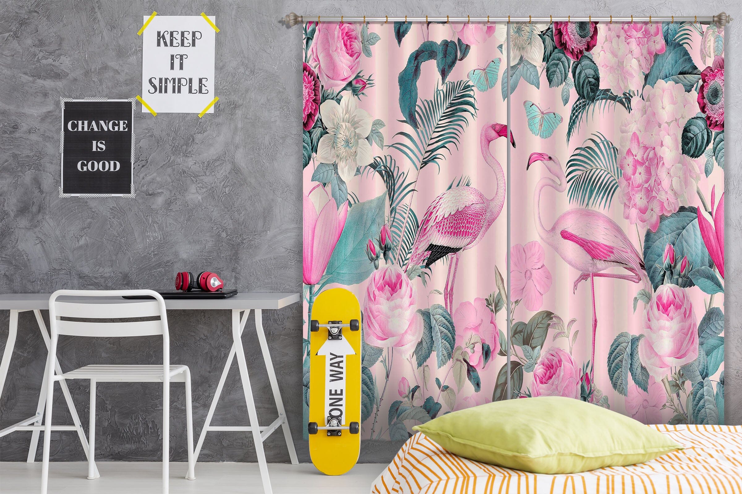 3D Flamingo Forest 056 Andrea haase Curtain Curtains Drapes Curtains AJ Creativity Home