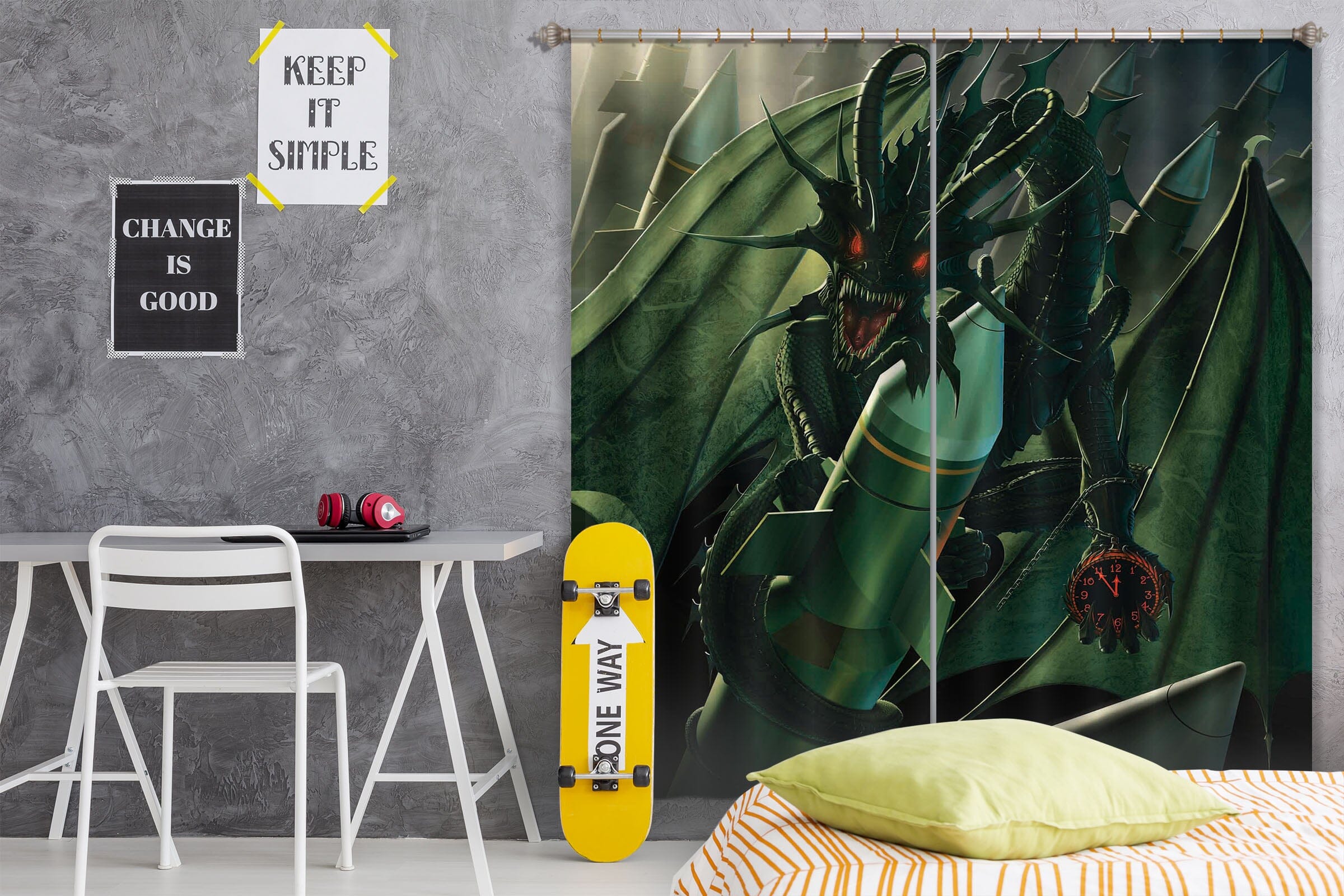 3D Doom Dragon 032 Vincent Hie Curtain Curtains Drapes Curtains AJ Creativity Home