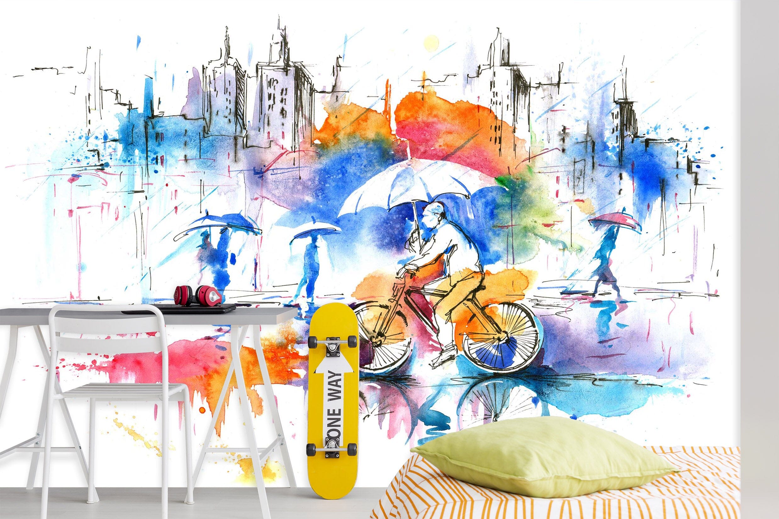3D Umbrella Bike 2041 Wall Murals Wallpaper AJ Wallpaper 2