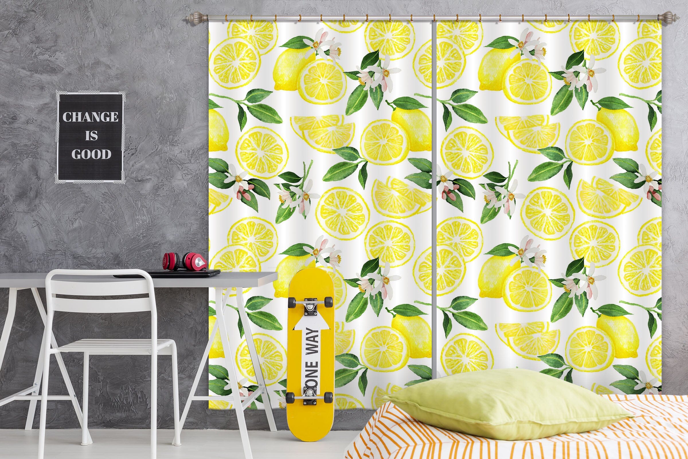 3D Lemon Blossom 217 Uta Naumann Curtain Curtains Drapes Curtains AJ Creativity Home
