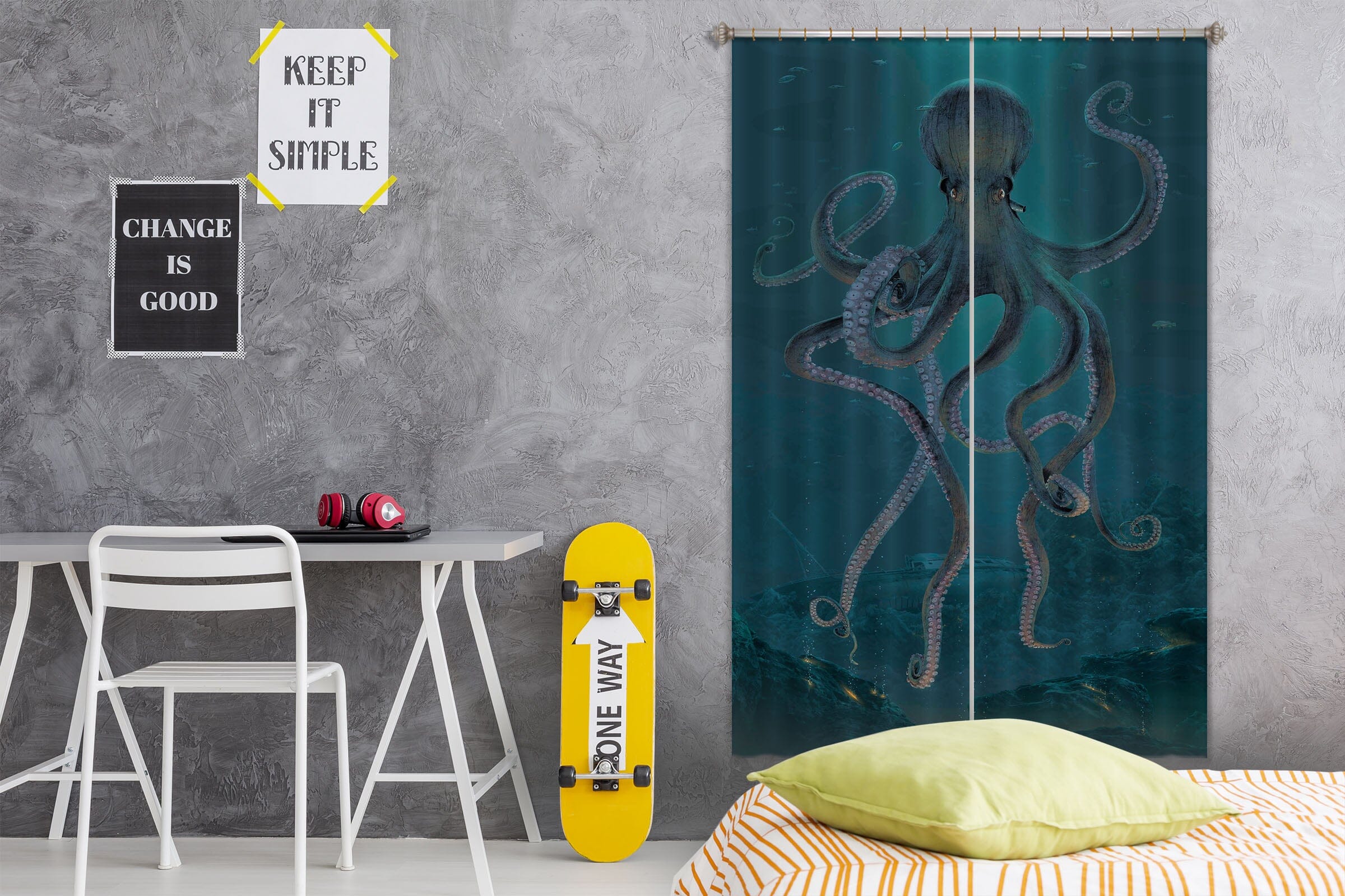 3D Giant Octopus 039 Vincent Hie Curtain Curtains Drapes Curtains AJ Creativity Home