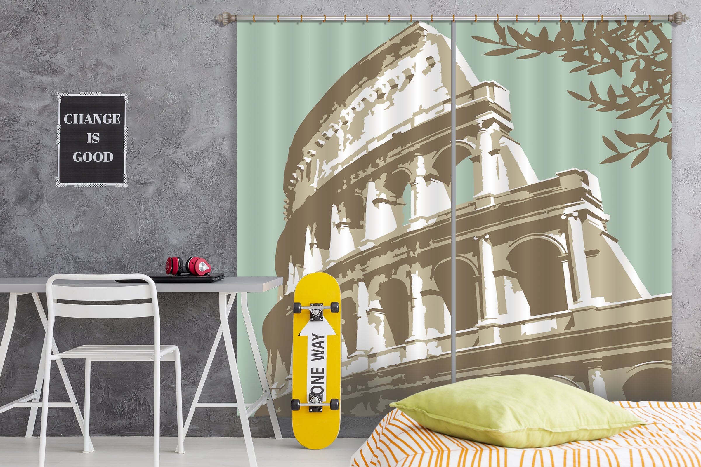 3D Coloseum Rome 110 Steve Read Curtain Curtains Drapes Curtains AJ Creativity Home