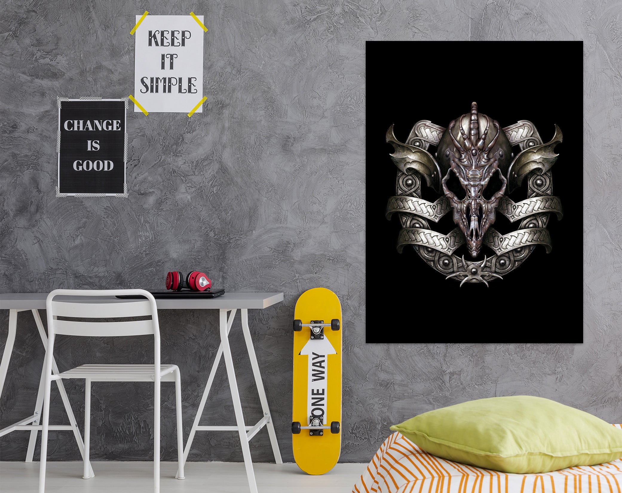 3D Metal Skull Pattern 8112 Ciruelo Wall Sticker