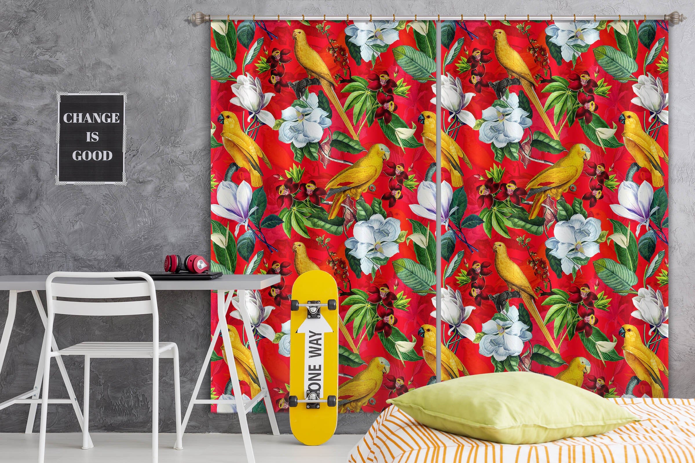 3D Red Flowers 147 Uta Naumann Curtain Curtains Drapes Curtains AJ Creativity Home