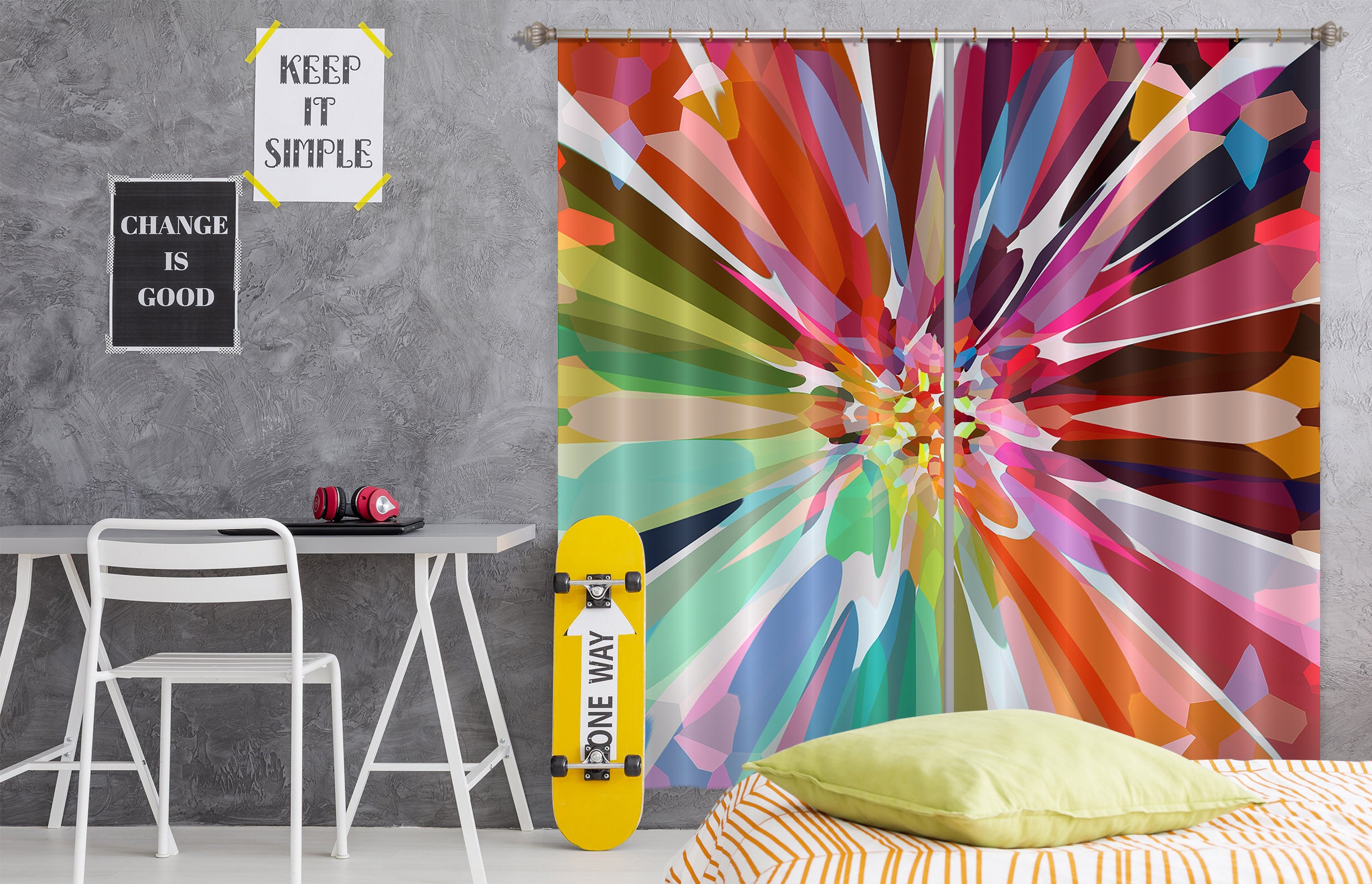 3D Color Flower Core 19183 Shandra Smith Curtain Curtains Drapes