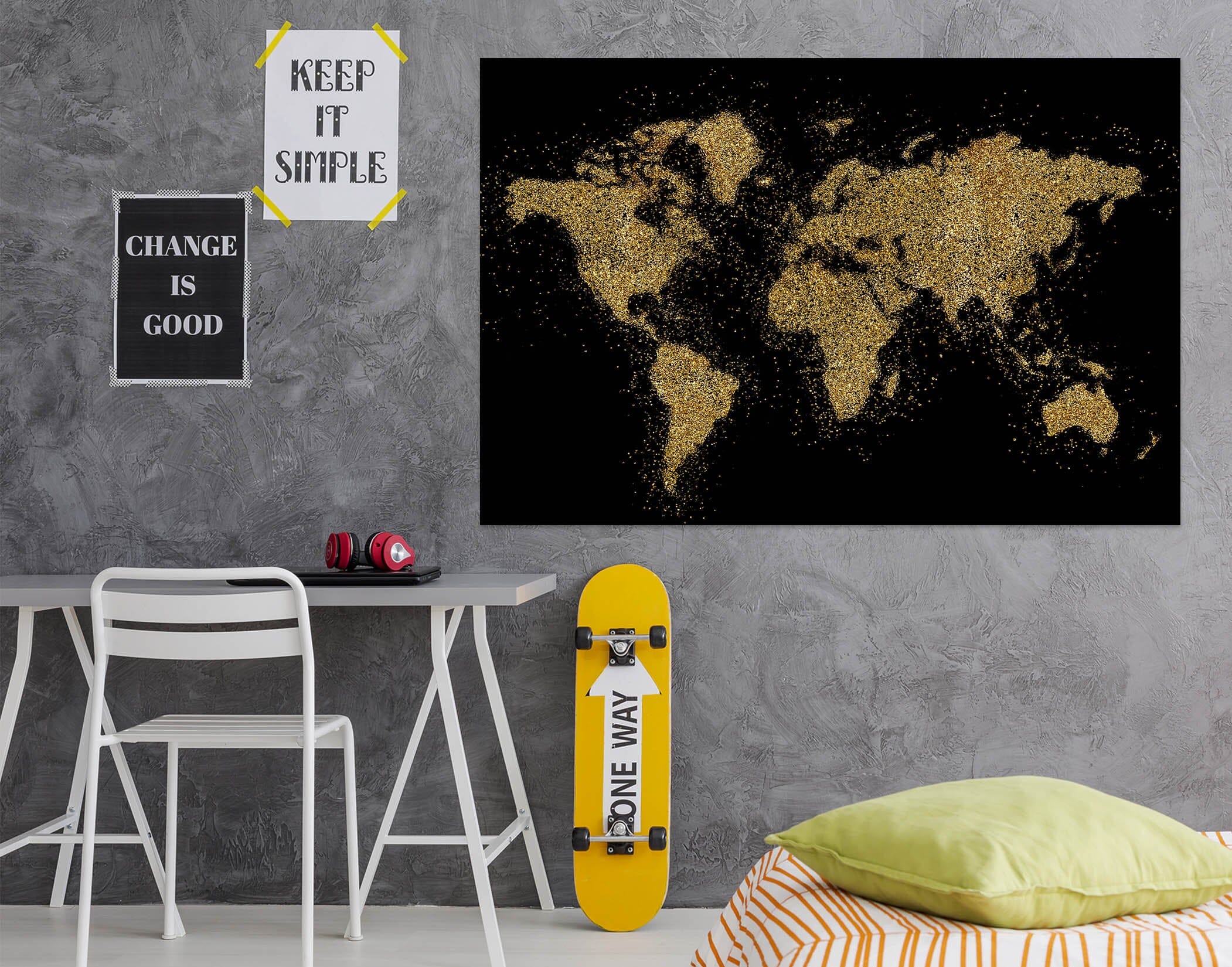 3D Golden Valley 252 World Map Wall Sticker Wallpaper AJ Wallpaper 2