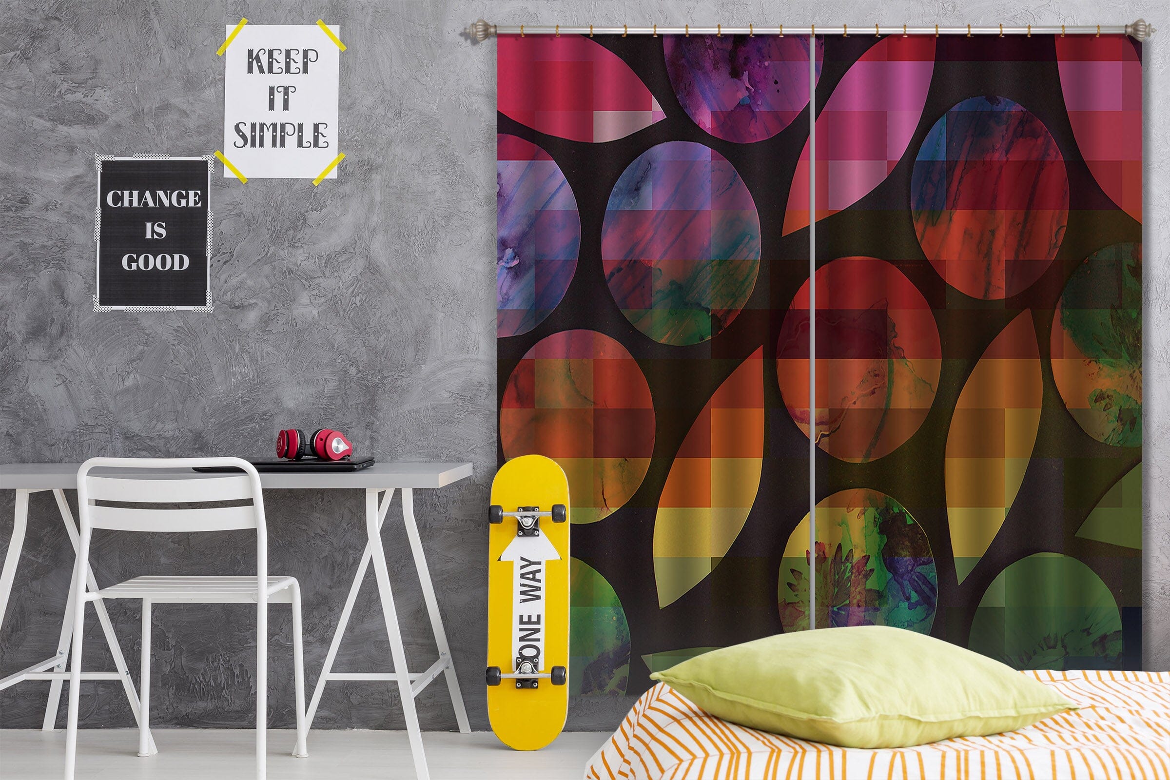 3D Color Geometry 037 Shandra Smith Curtain Curtains Drapes Curtains AJ Creativity Home