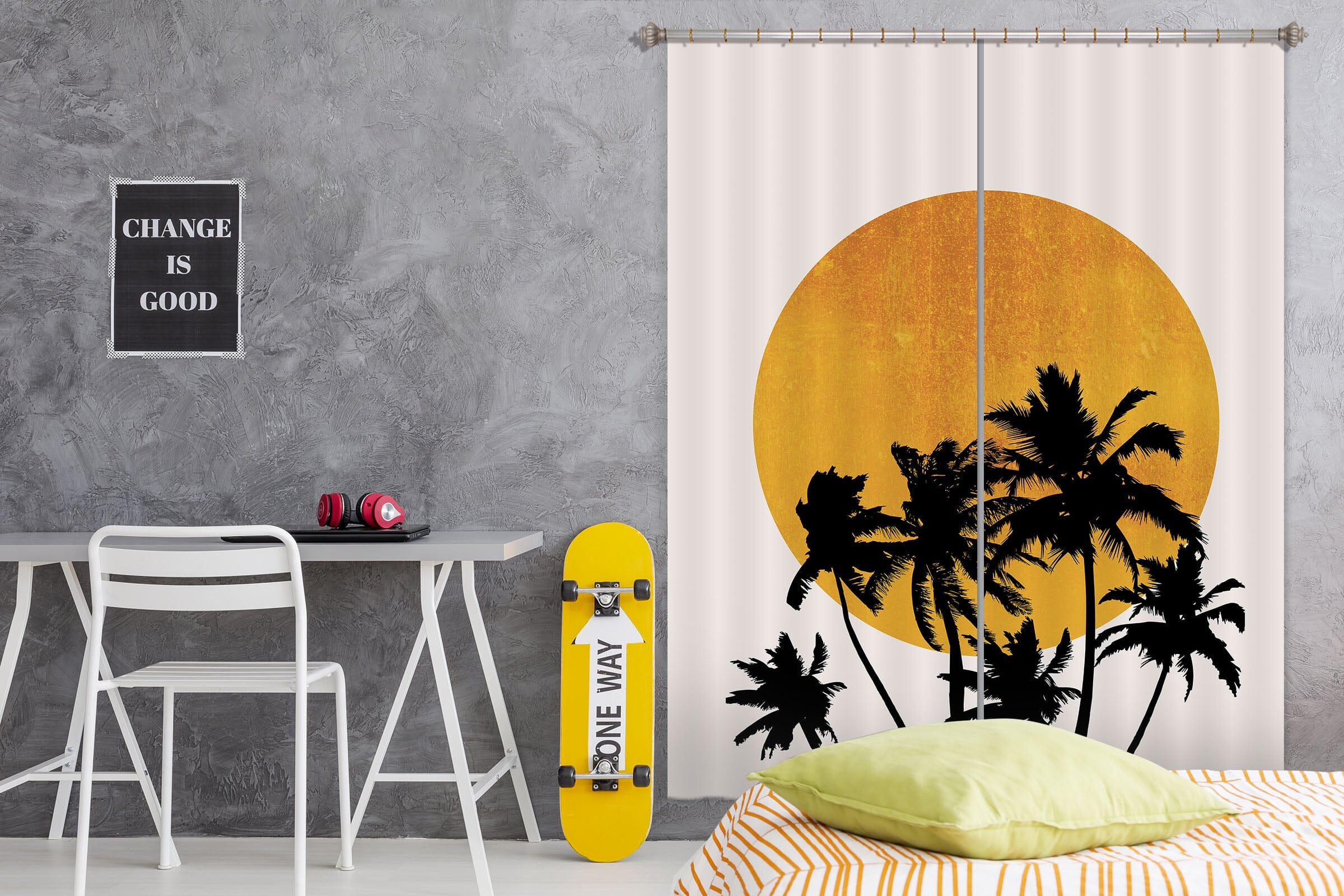 3D Miami Beach Sunset 1083 Boris Draschoff Curtain Curtains Drapes Curtains AJ Creativity Home