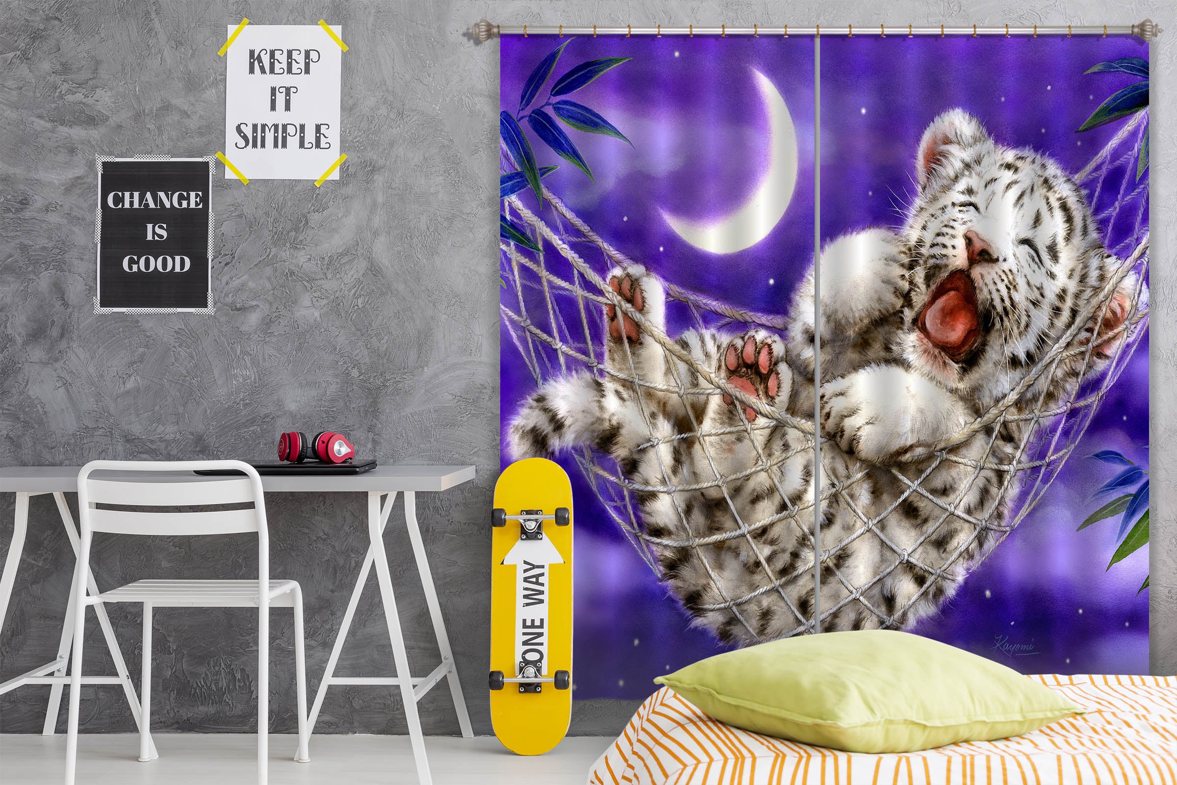 3D Lion Baby Moon 9034 Kayomi Harai Curtain Curtains Drapes