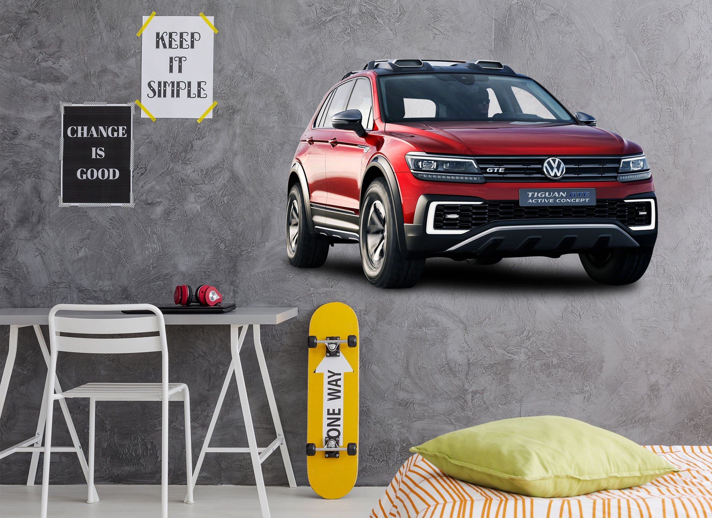 3D Volks Wagon Red 0265 Vehicles Wallpaper AJ Wallpaper