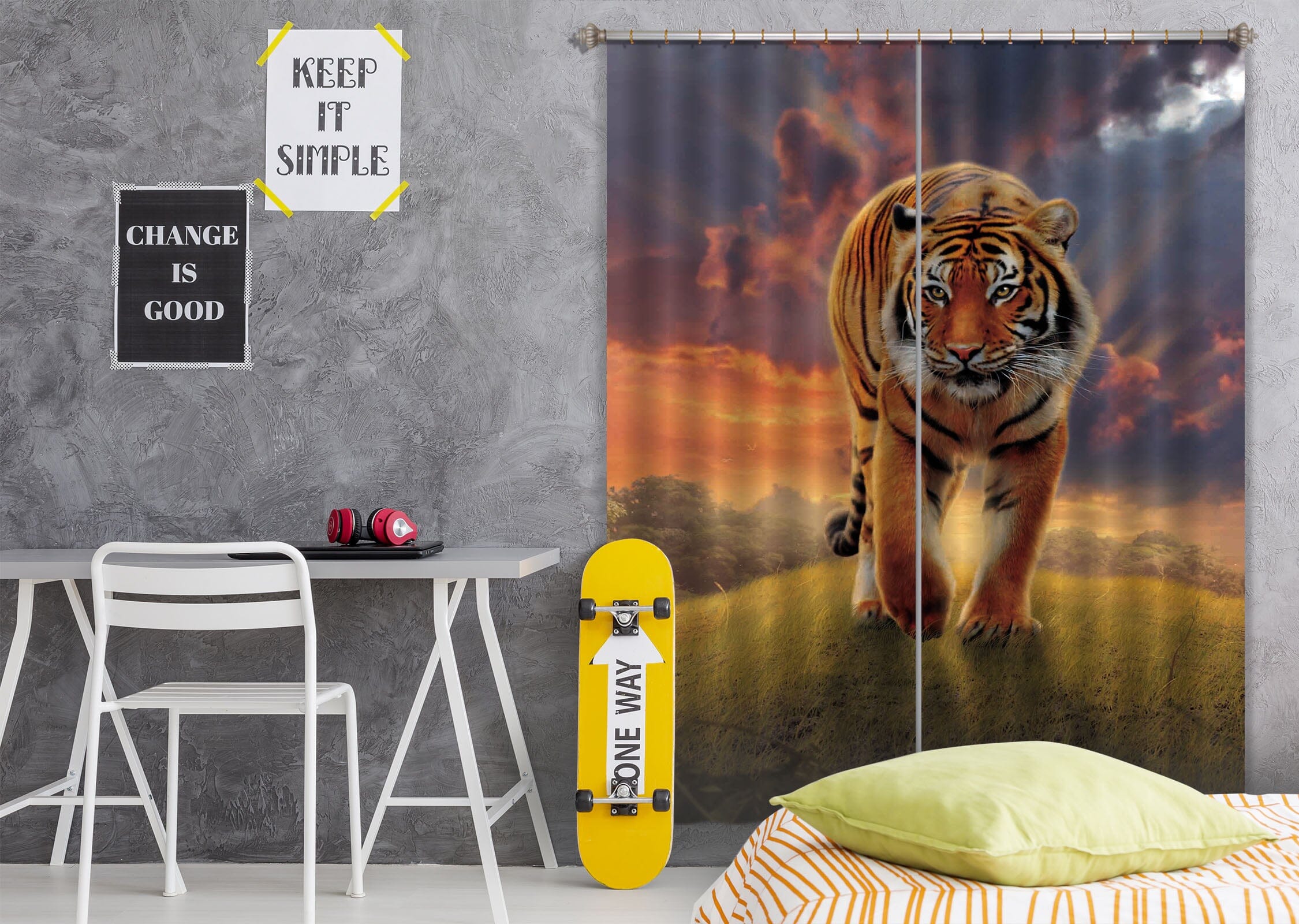 3D Rising Tiger 065 Vincent Hie Curtain Curtains Drapes Curtains AJ Creativity Home