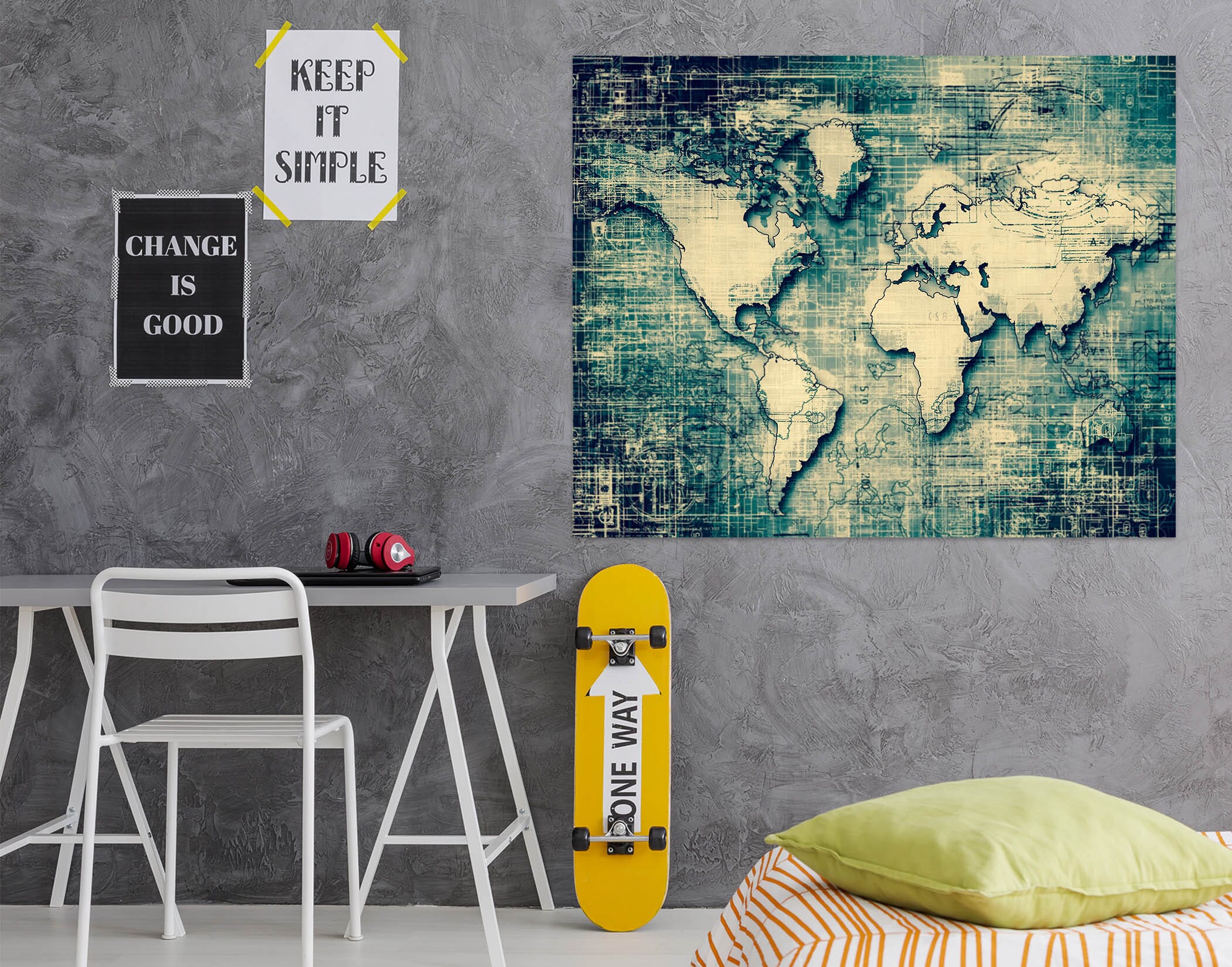 3D Sketch Ocean 267 World Map Wall Sticker Wallpaper AJ Wallpaper 2