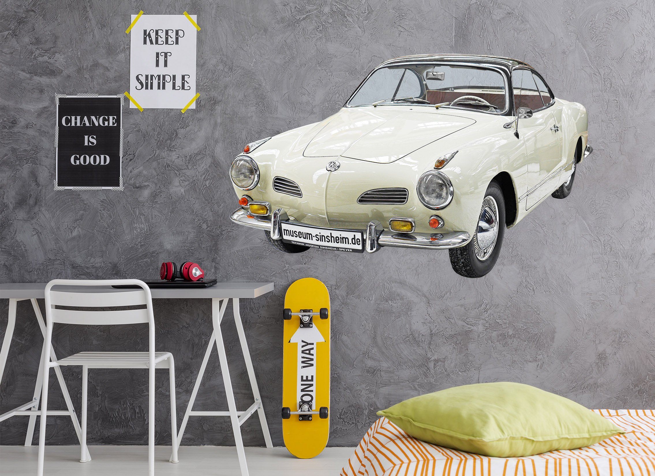 3D Volks Wagon Silver 0266 Vehicles Wallpaper AJ Wallpaper
