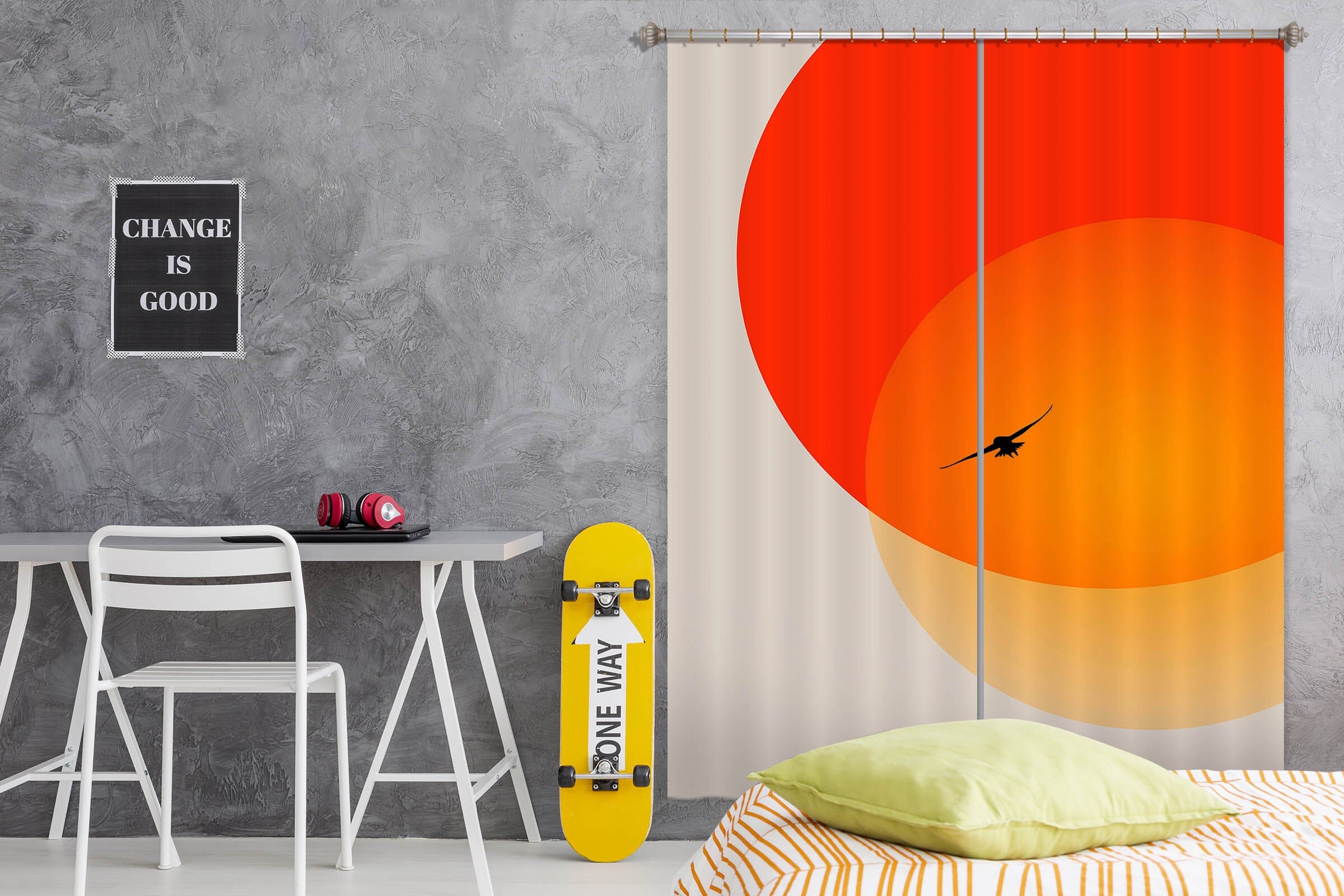 3D Sun Geese 1051 Boris Draschoff Curtain Curtains Drapes Curtains AJ Creativity Home