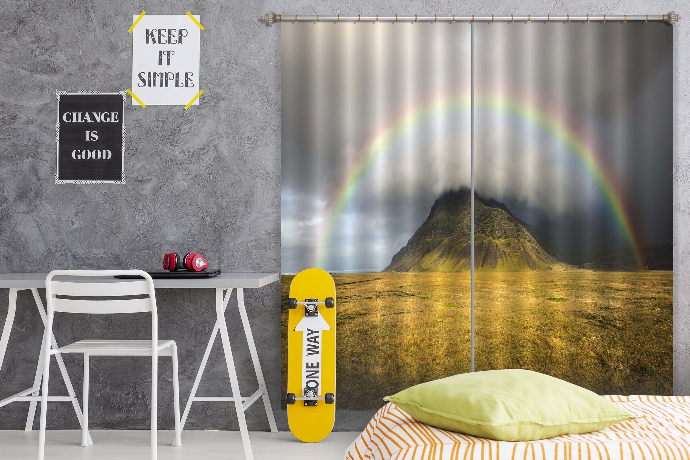 3D Prairie Rainbow 115 Marco Carmassi Curtain Curtains Drapes Curtains AJ Creativity Home