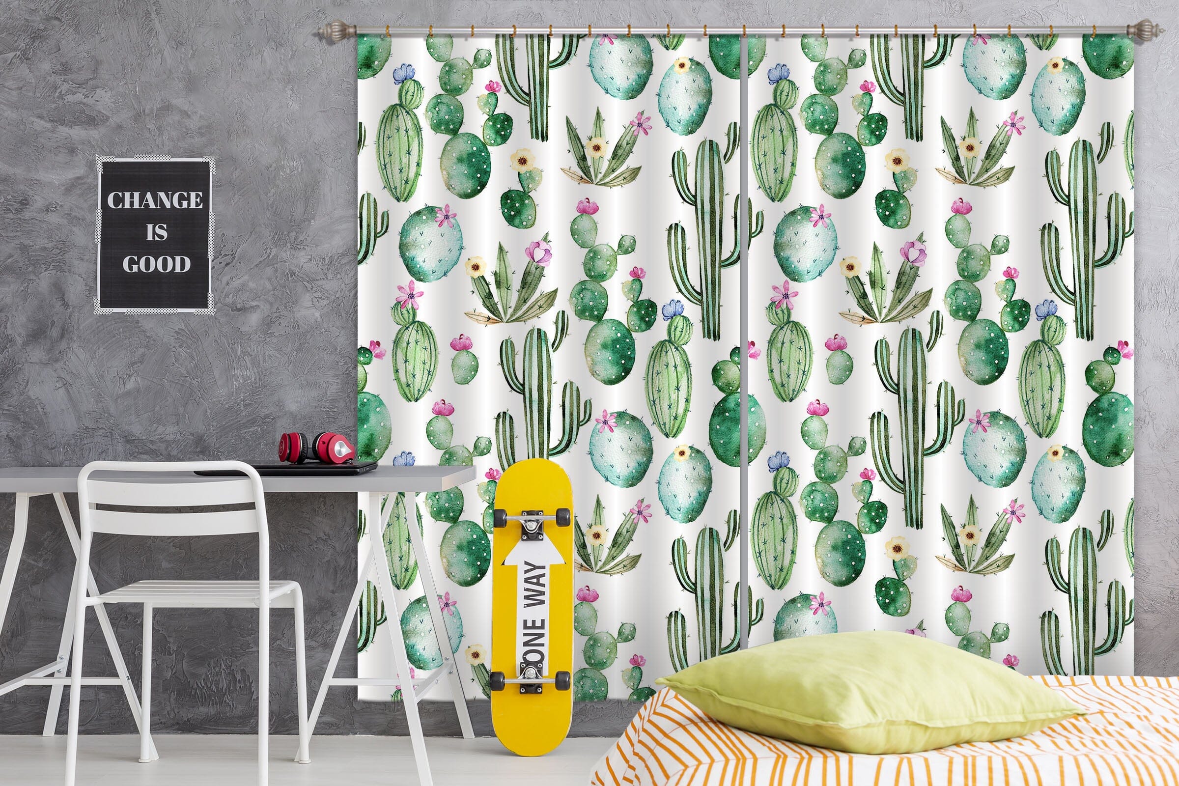 3D Cactus Pattern 251 Uta Naumann Curtain Curtains Drapes Curtains AJ Creativity Home