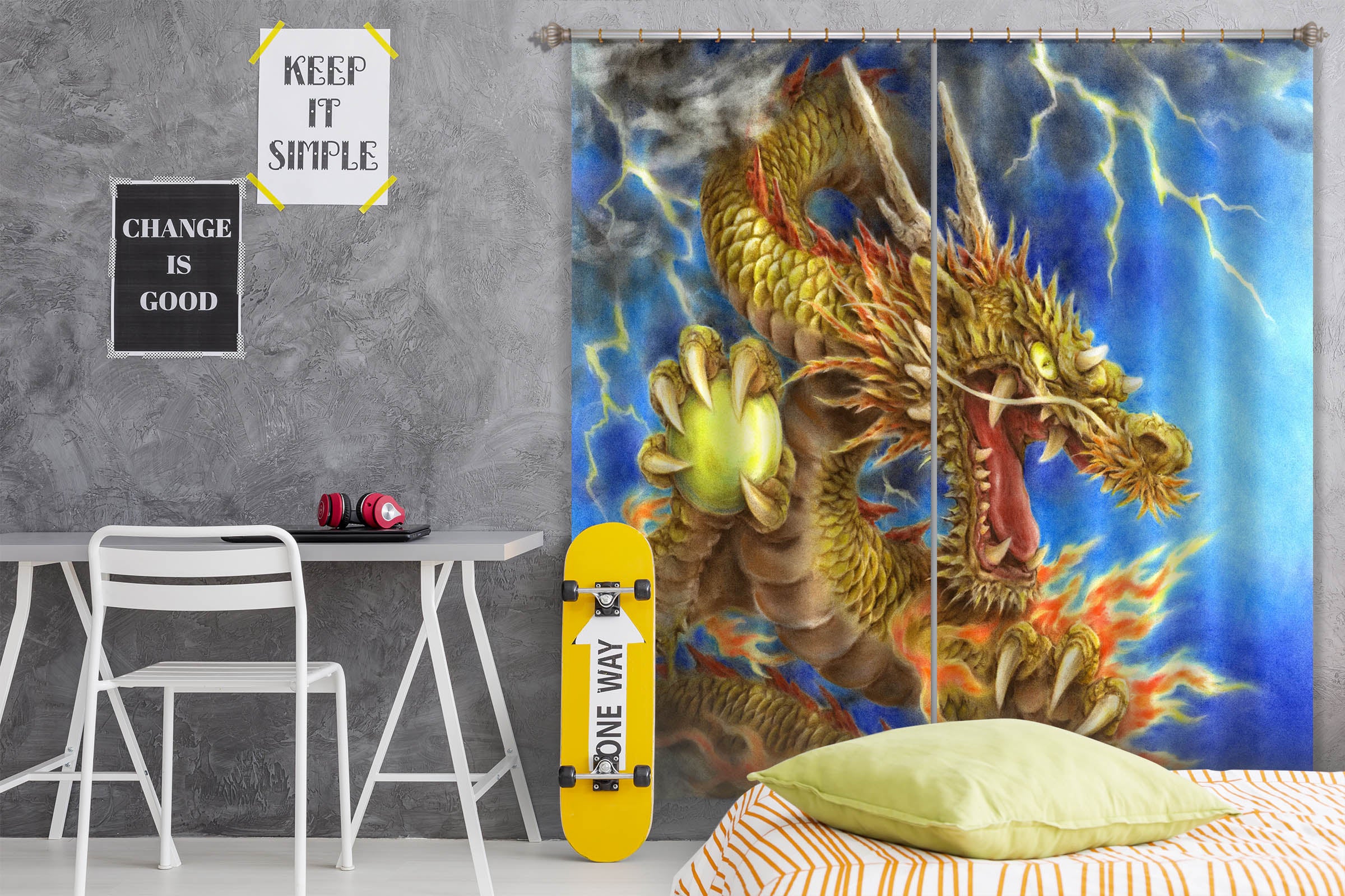 3D Dragon Cloud 9030 Kayomi Harai Curtain Curtains Drapes