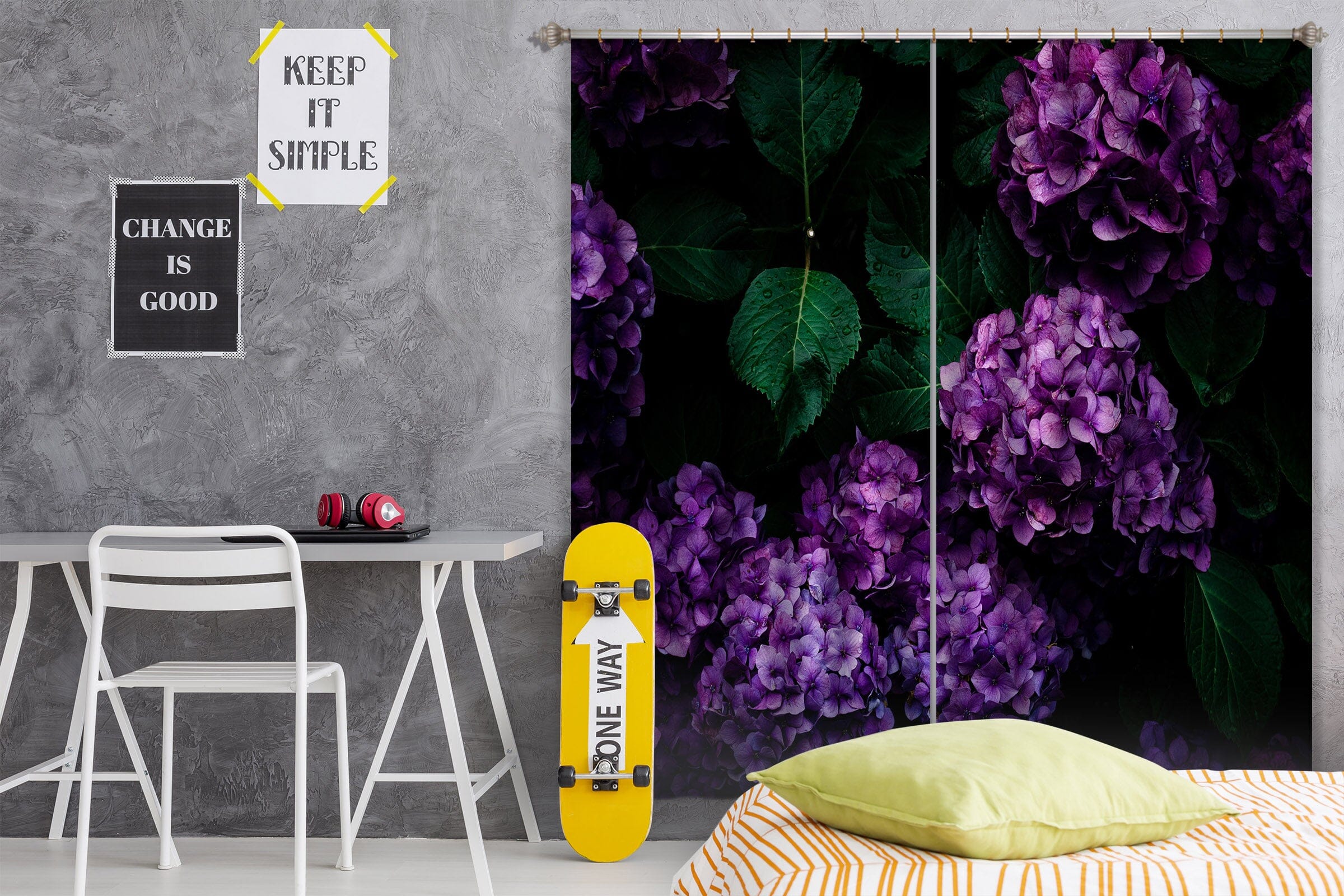 3D Purple Hydrangea 048 Noirblanc777 Curtain Curtains Drapes Curtains AJ Creativity Home
