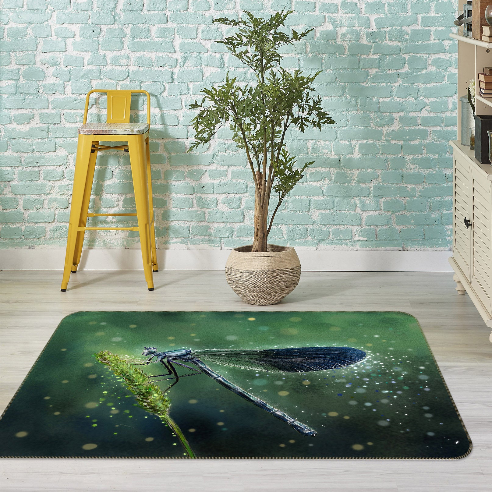 3D Green Dragonfly 125 Animal Non Slip Rug Mat