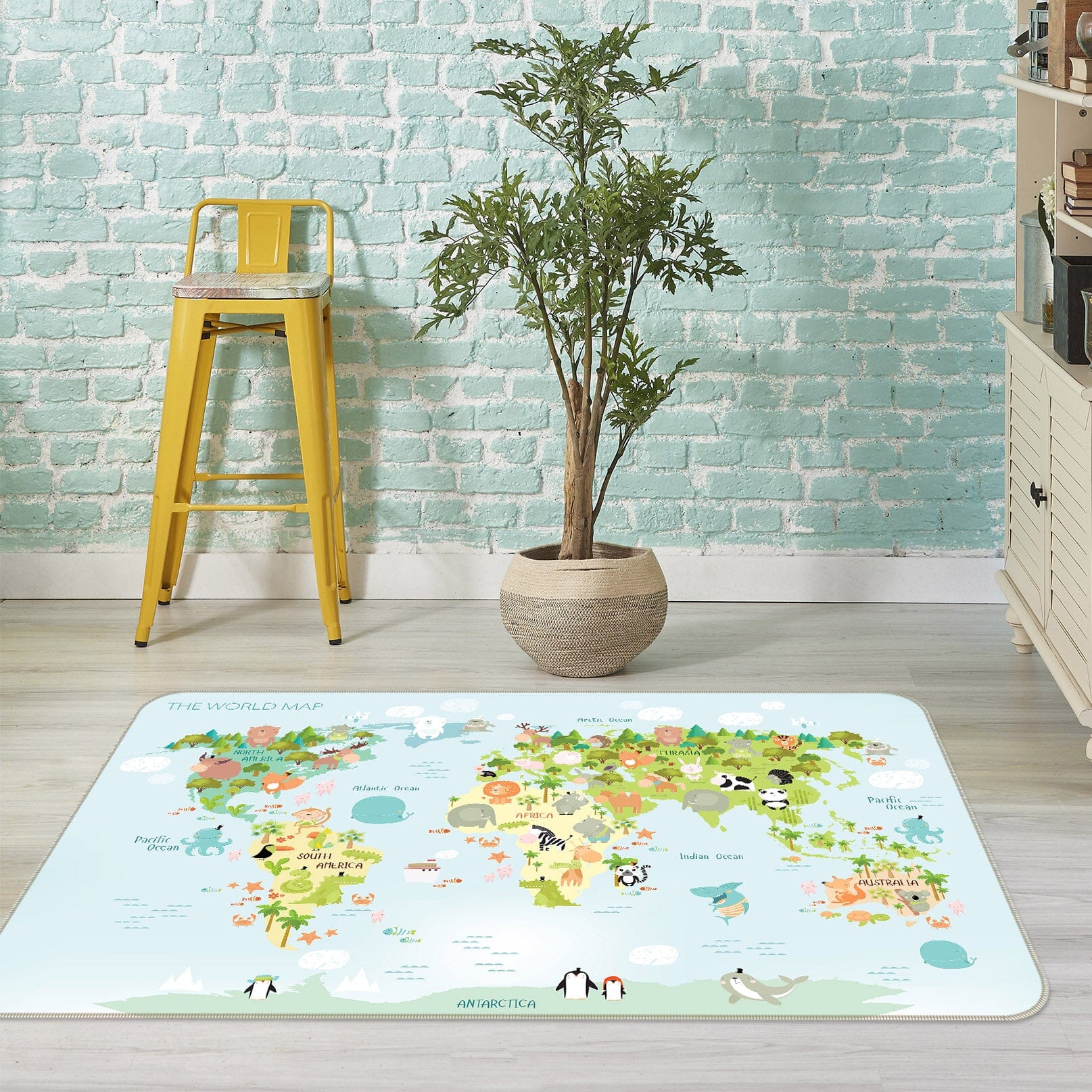 3D Living Land 306 World Map Non Slip Rug Mat Mat AJ Creativity Home