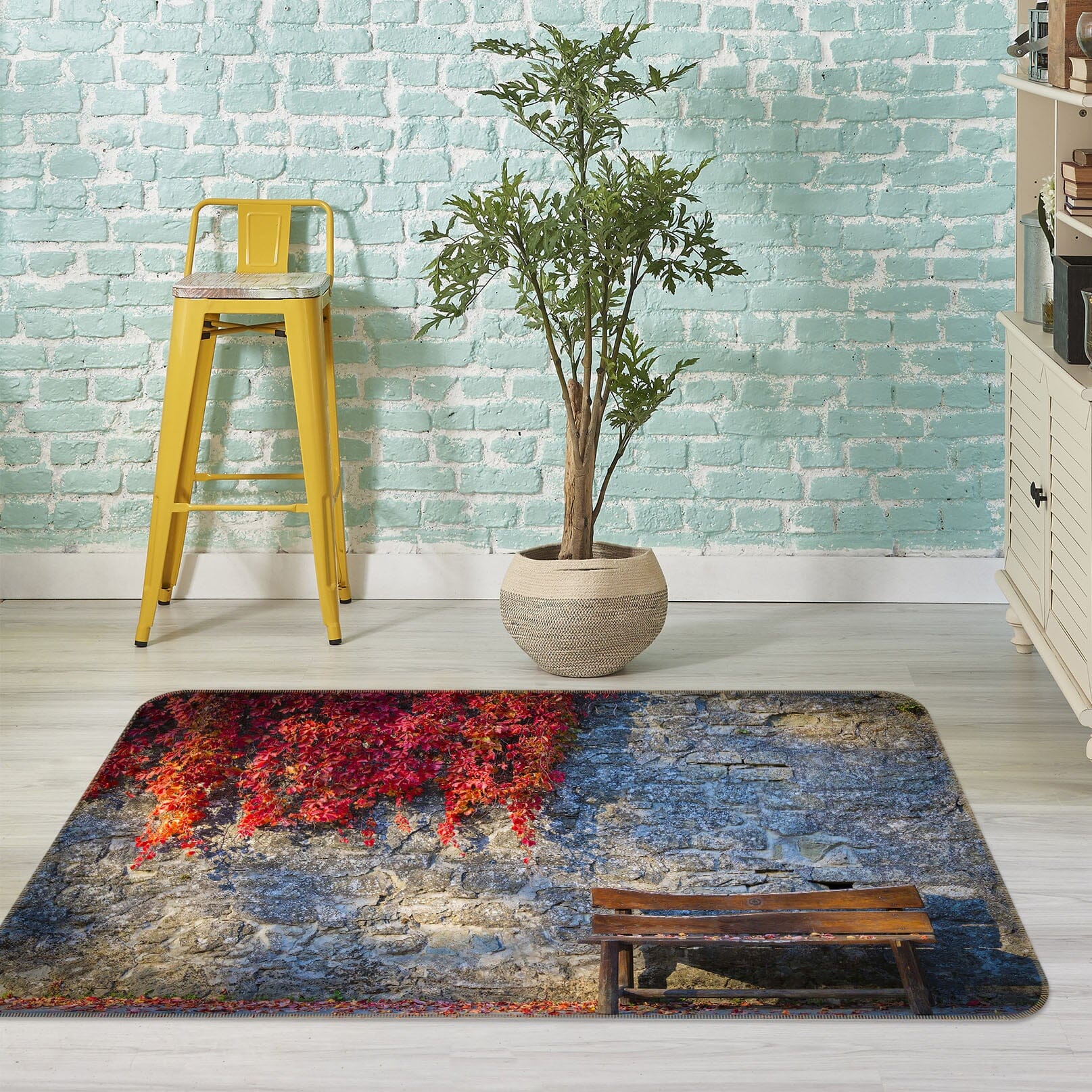 3D City Wall Maple Leaf 1171 Marco Carmassi Rug Non Slip Rug Mat Mat AJ Creativity Home