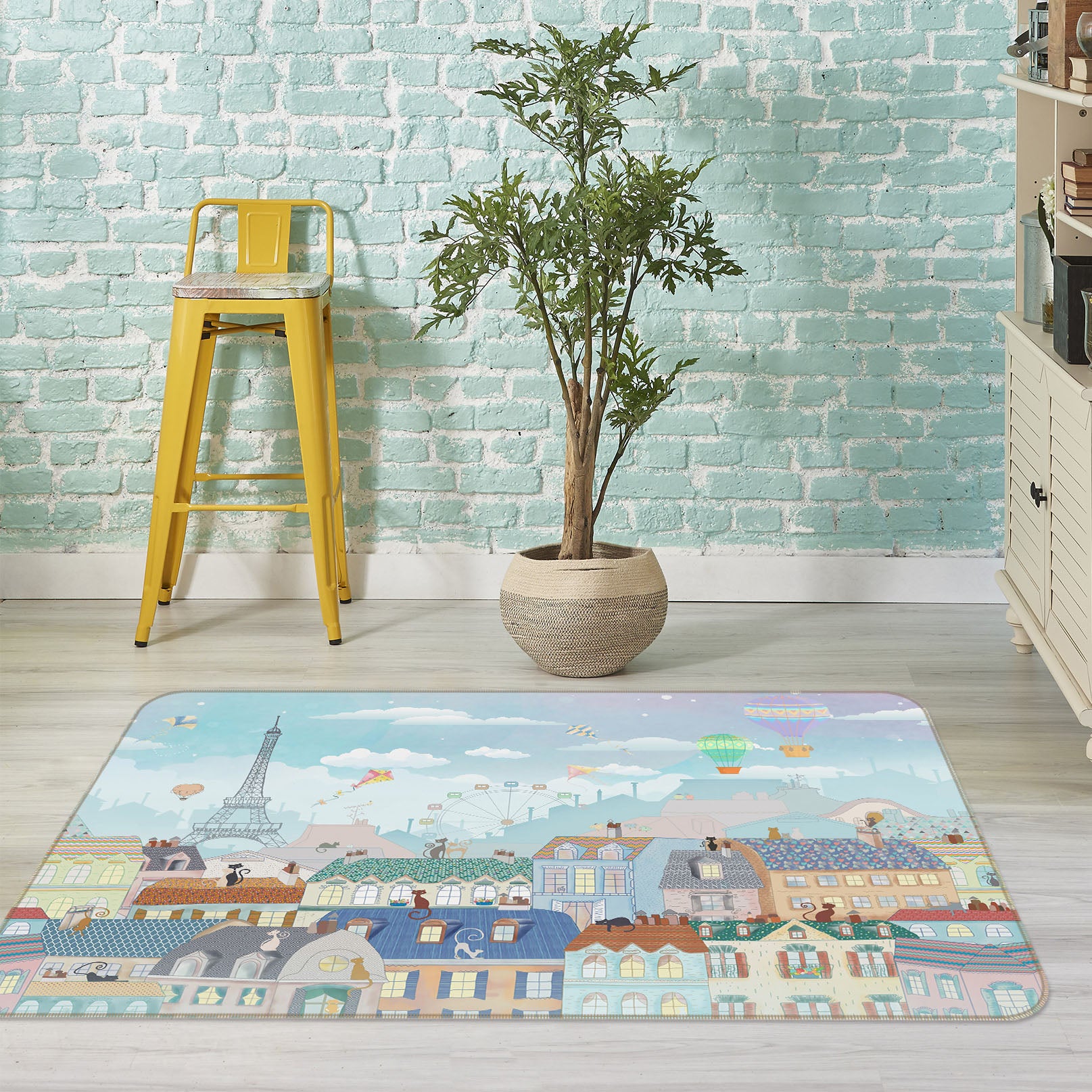 3D Houses Iron Tower 34041 Non Slip Rug Mat