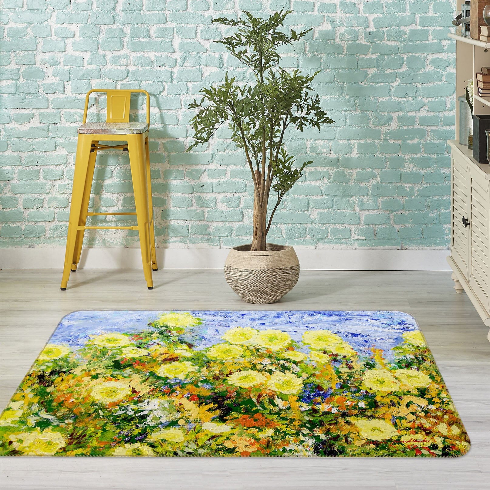 3D Color Chrysanthemum 1110 Allan P. Friedlander Rug Non Slip Rug Mat Mat AJ Creativity Home
