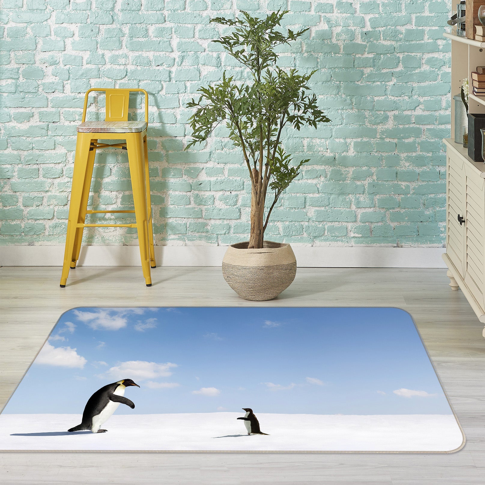 3D Penguin Snow 148 Animal Non Slip Rug Mat