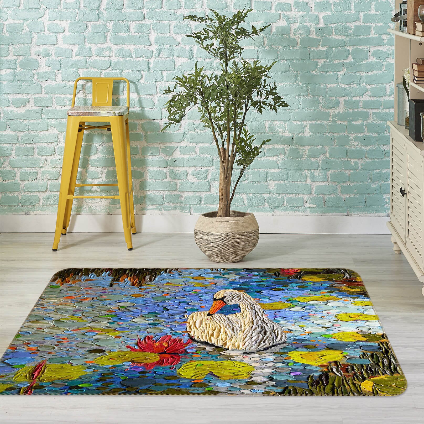 3D Swan Lake 1015 Dena Tollefson Rug Non Slip Rug Mat Mat AJ Creativity Home