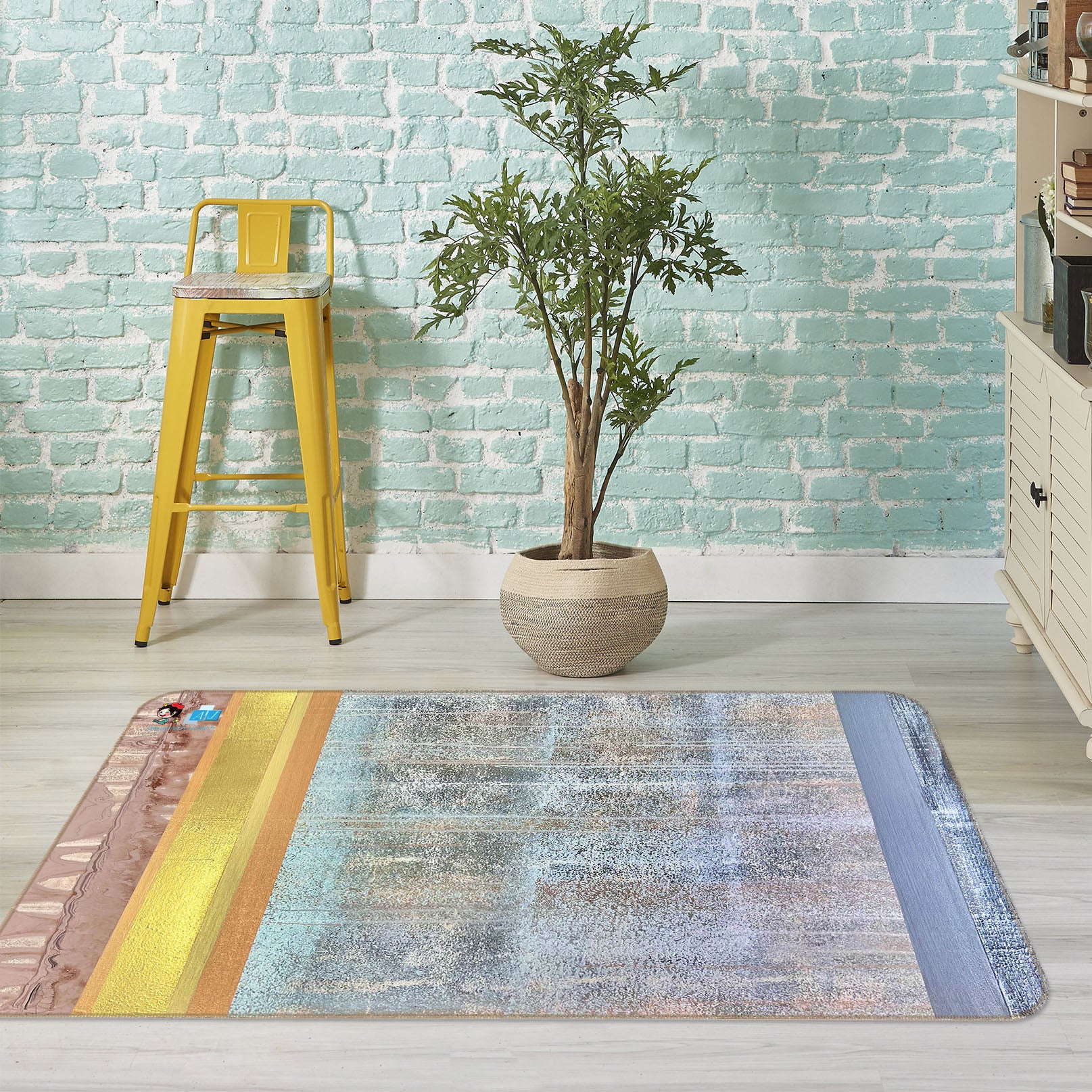 3D Blue Painting 3033 Skromova Marina Rug Non Slip Rug Mat