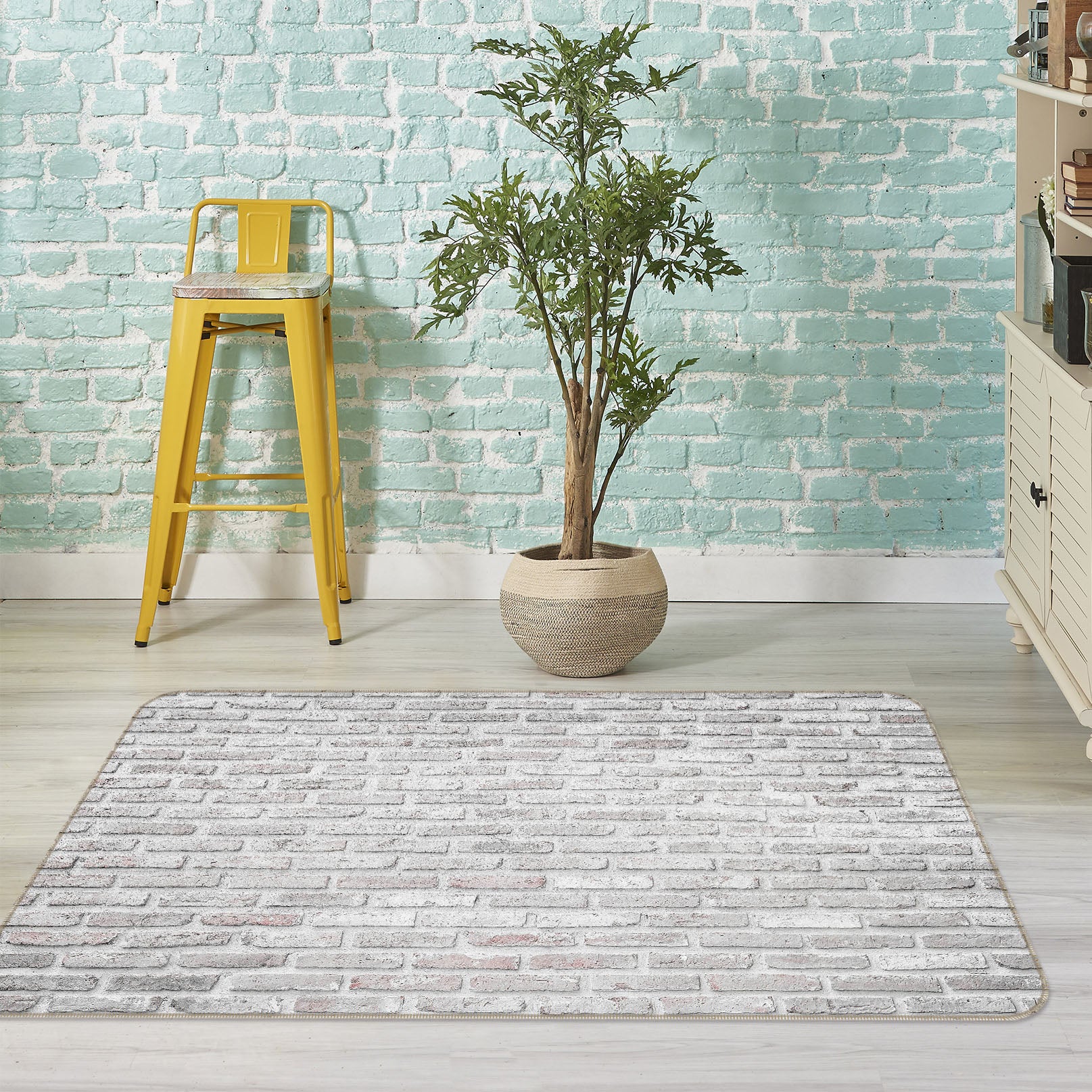 3D Stone Brick Pattern 31055 Non Slip Rug Mat