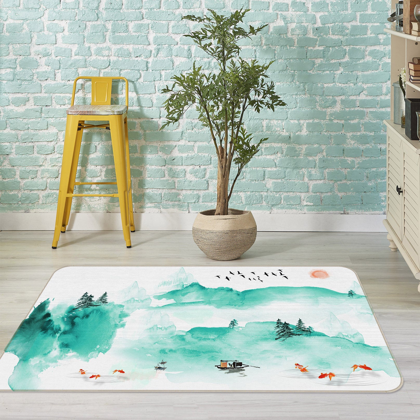 3D Ink Mountains 34029 Non Slip Rug Mat
