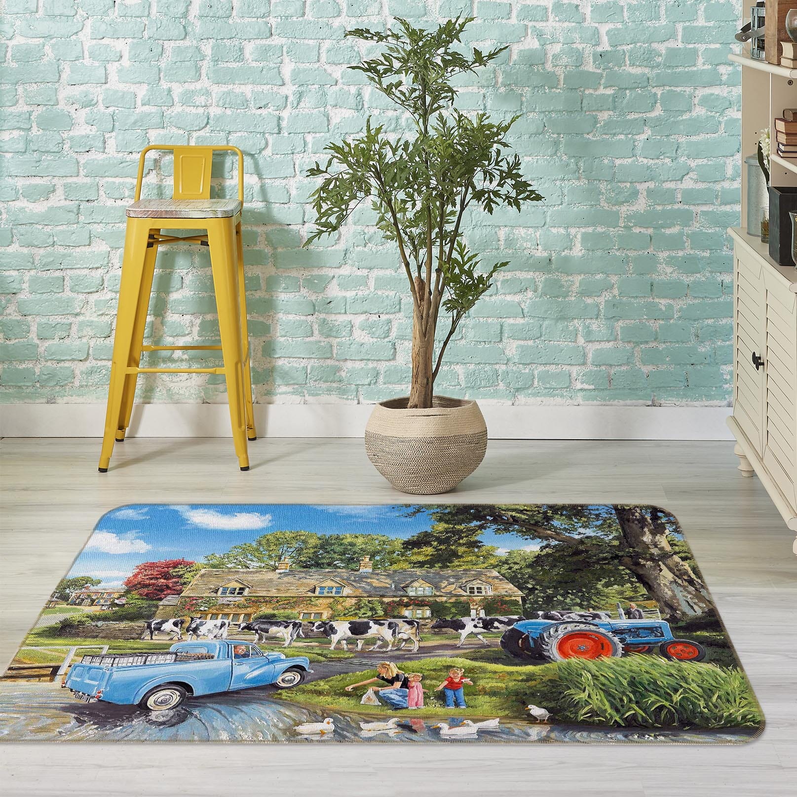 3D Crossing The Ford 1068 Trevor Mitchell Rug Non Slip Rug Mat Mat AJ Creativity Home