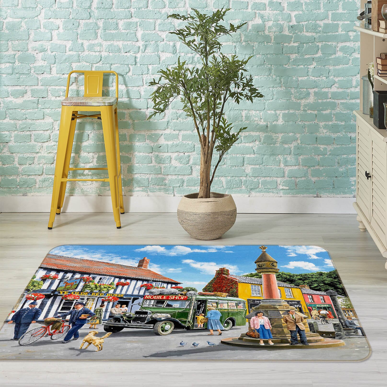 3D In The Market Place 1081 Trevor Mitchell Rug Non Slip Rug Mat Mat AJ Creativity Home
