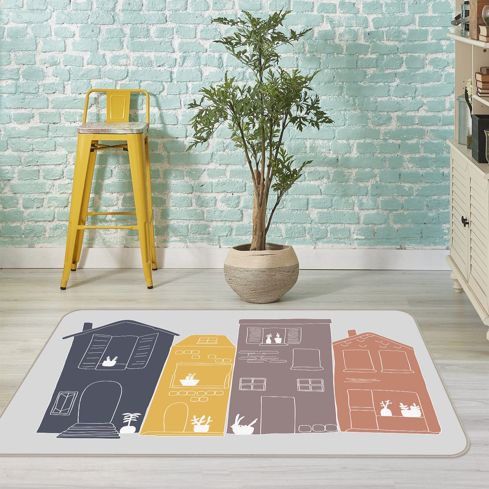 3D Cute House 1103 Jillian Helvey Rug Non Slip Rug Mat Mat AJ Creativity Home