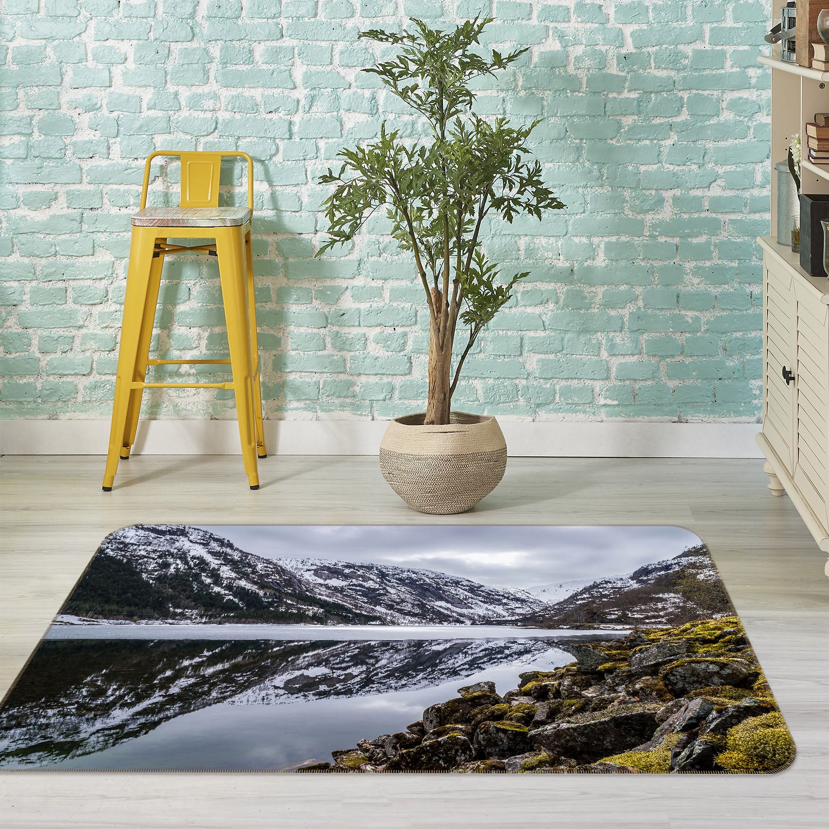3D Snow Mountain 35198 Non Slip Rug Mat