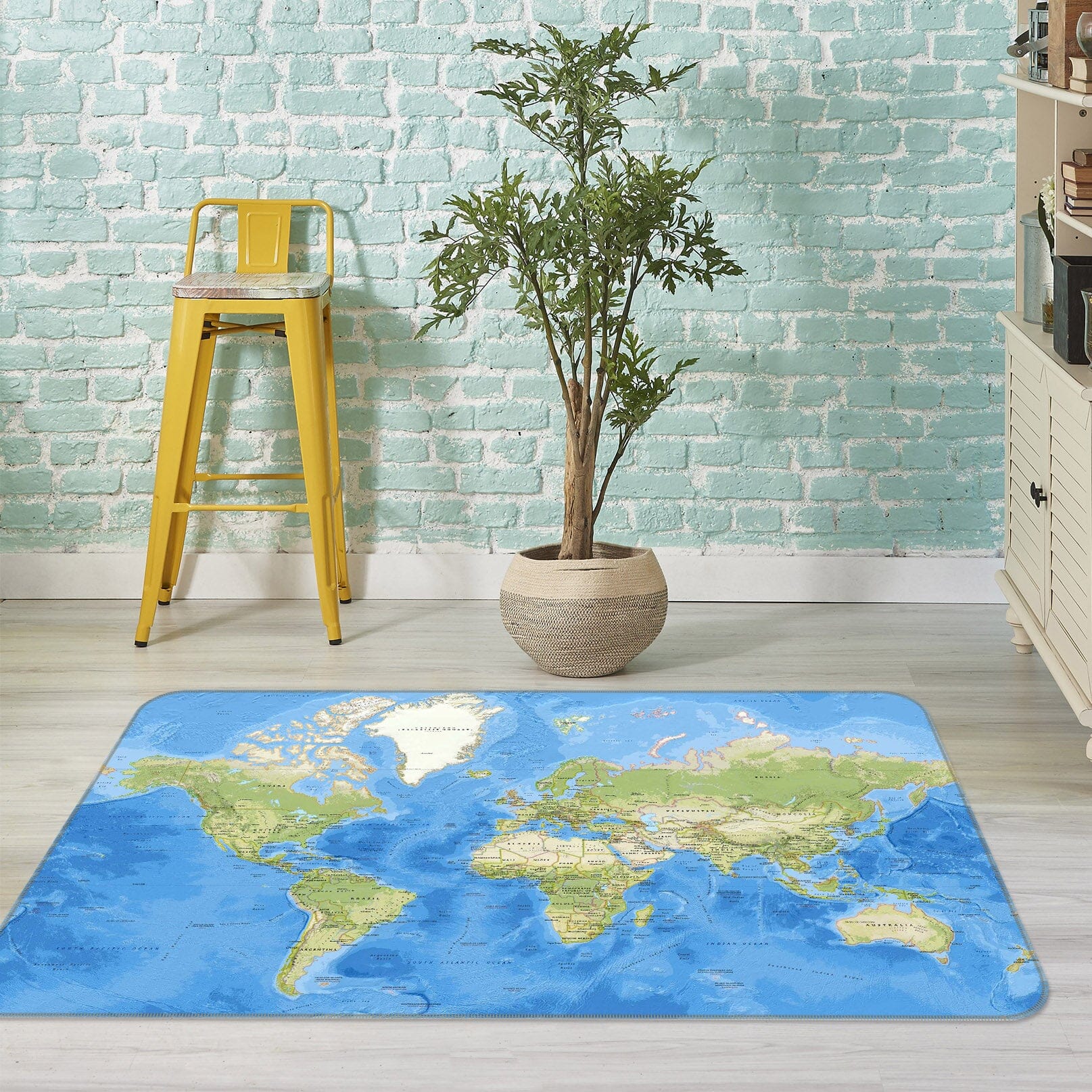 3D Blue Ocean 303 World Map Non Slip Rug Mat Mat AJ Creativity Home