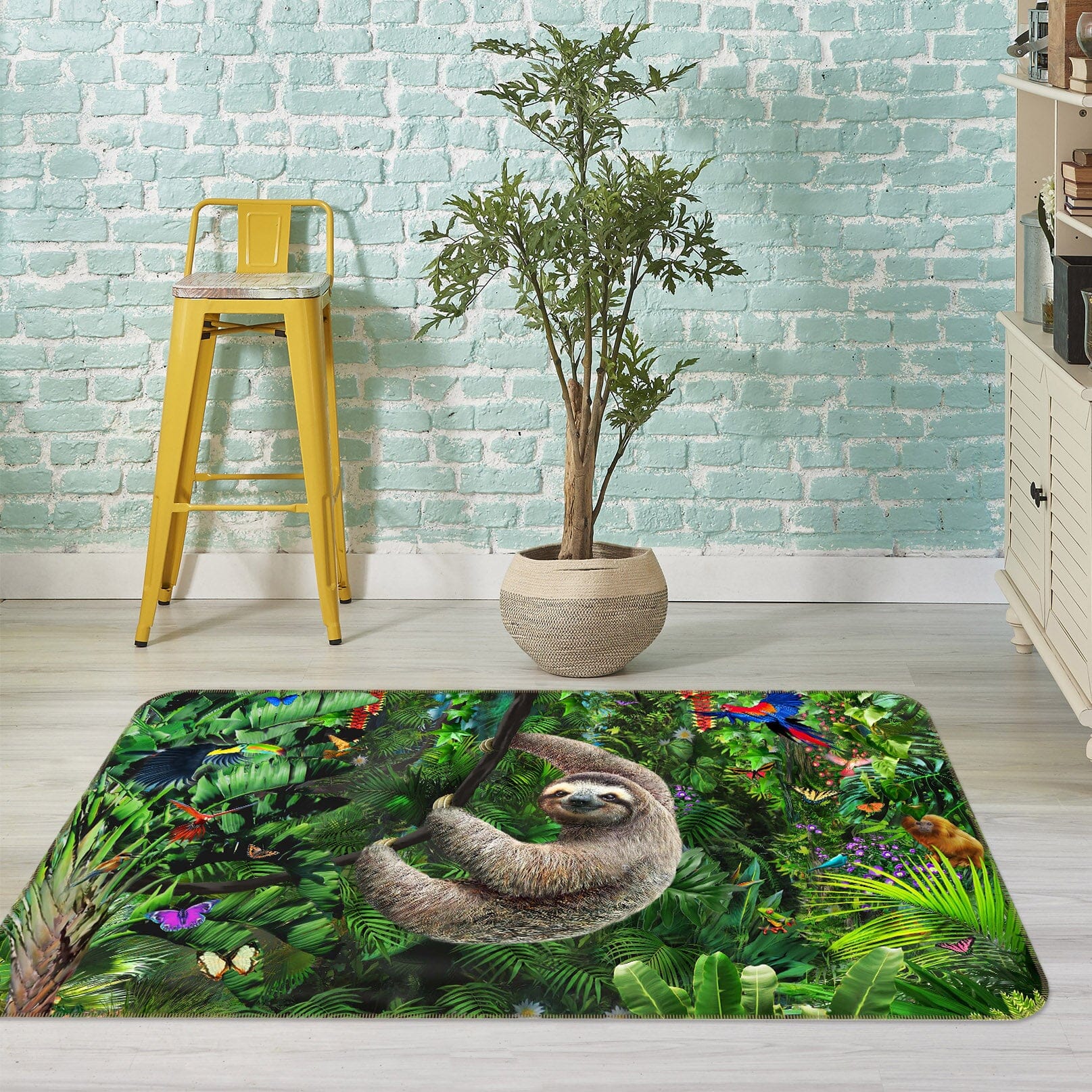 3D Cute Sloth 1078 Adrian Chesterman Rug Non Slip Rug Mat Mat AJ Creativity Home