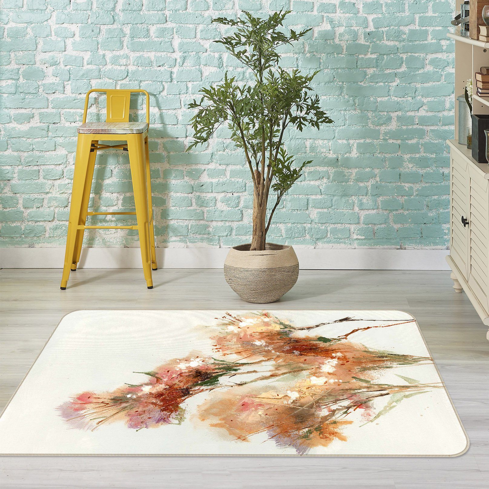 3D Bouquet 1003 Anne Farrall Doyle Rug Non Slip Rug Mat Mat AJ Creativity Home