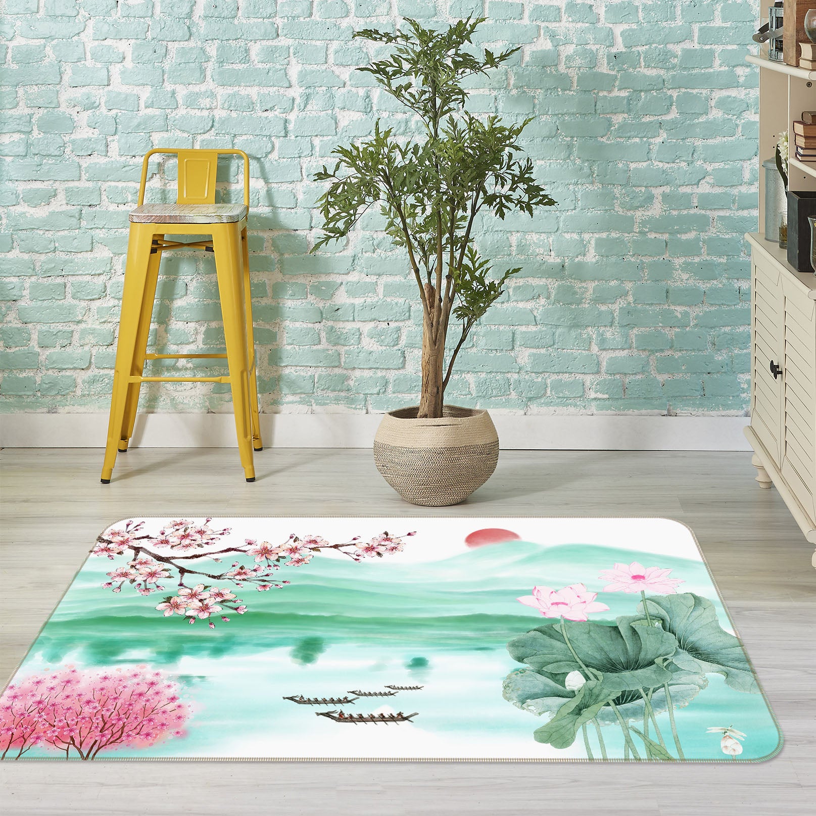 3D Flower River 34031 Non Slip Rug Mat