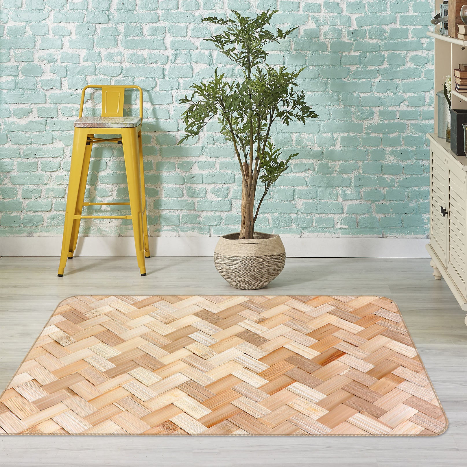 3D Wood Bamboo Pattern 31062 Non Slip Rug Mat