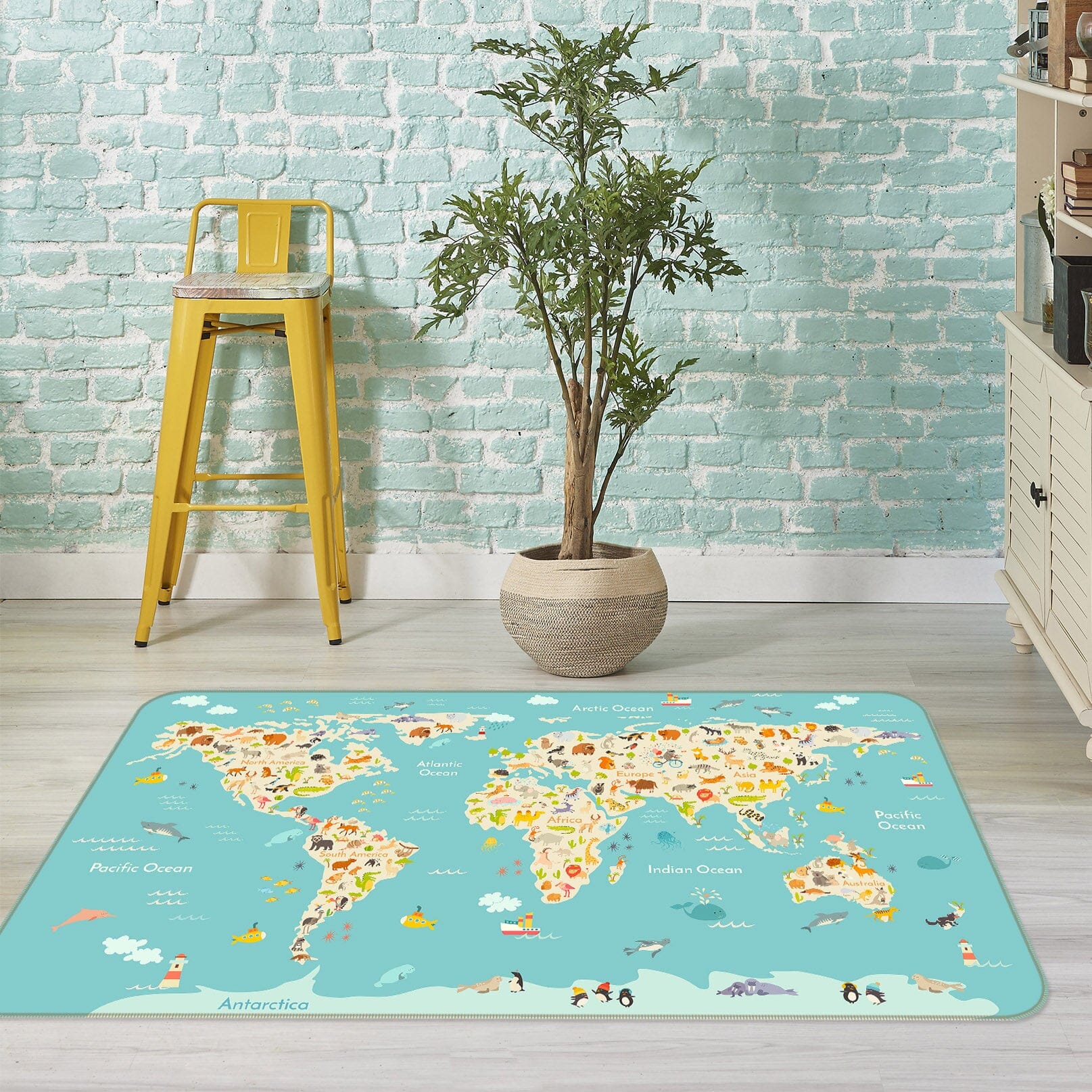 3D Yellow Territory 257 World Map Non Slip Rug Mat Mat AJ Creativity Home