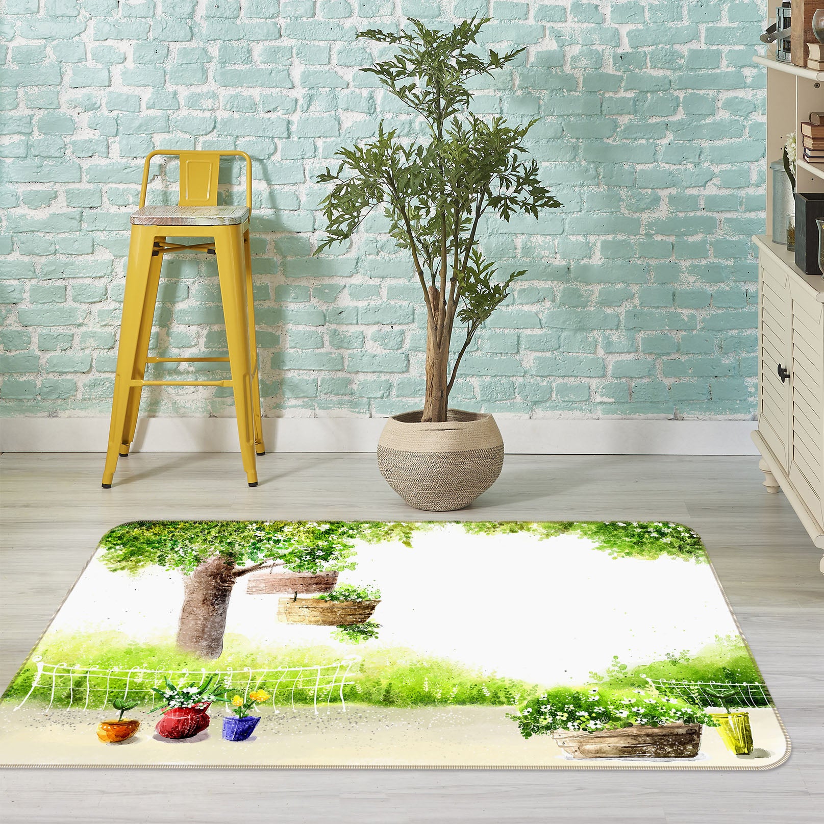 3D Tree Vase 33133 Non Slip Rug Mat