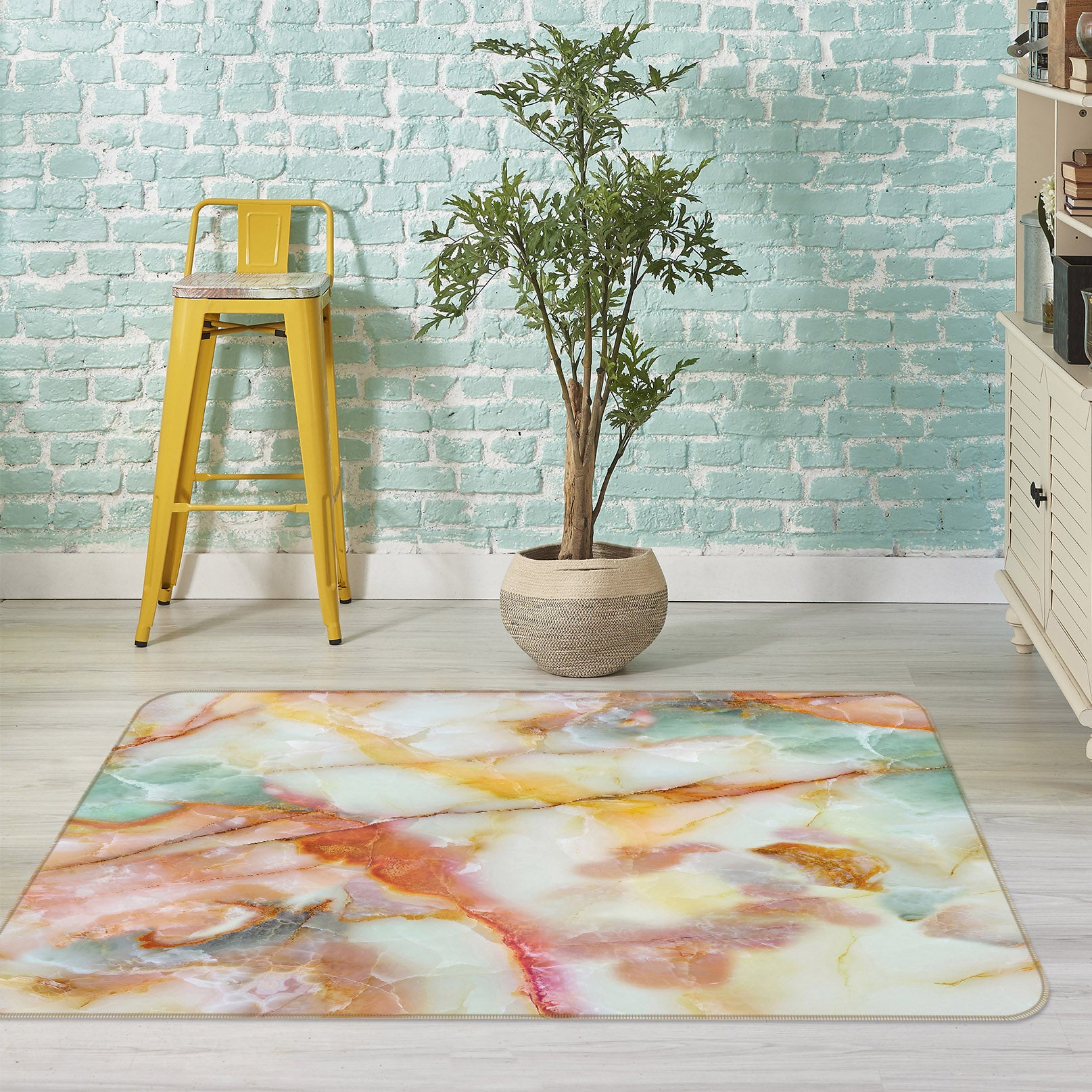 3D Marble Pattern 27119 Non Slip Rug Mat