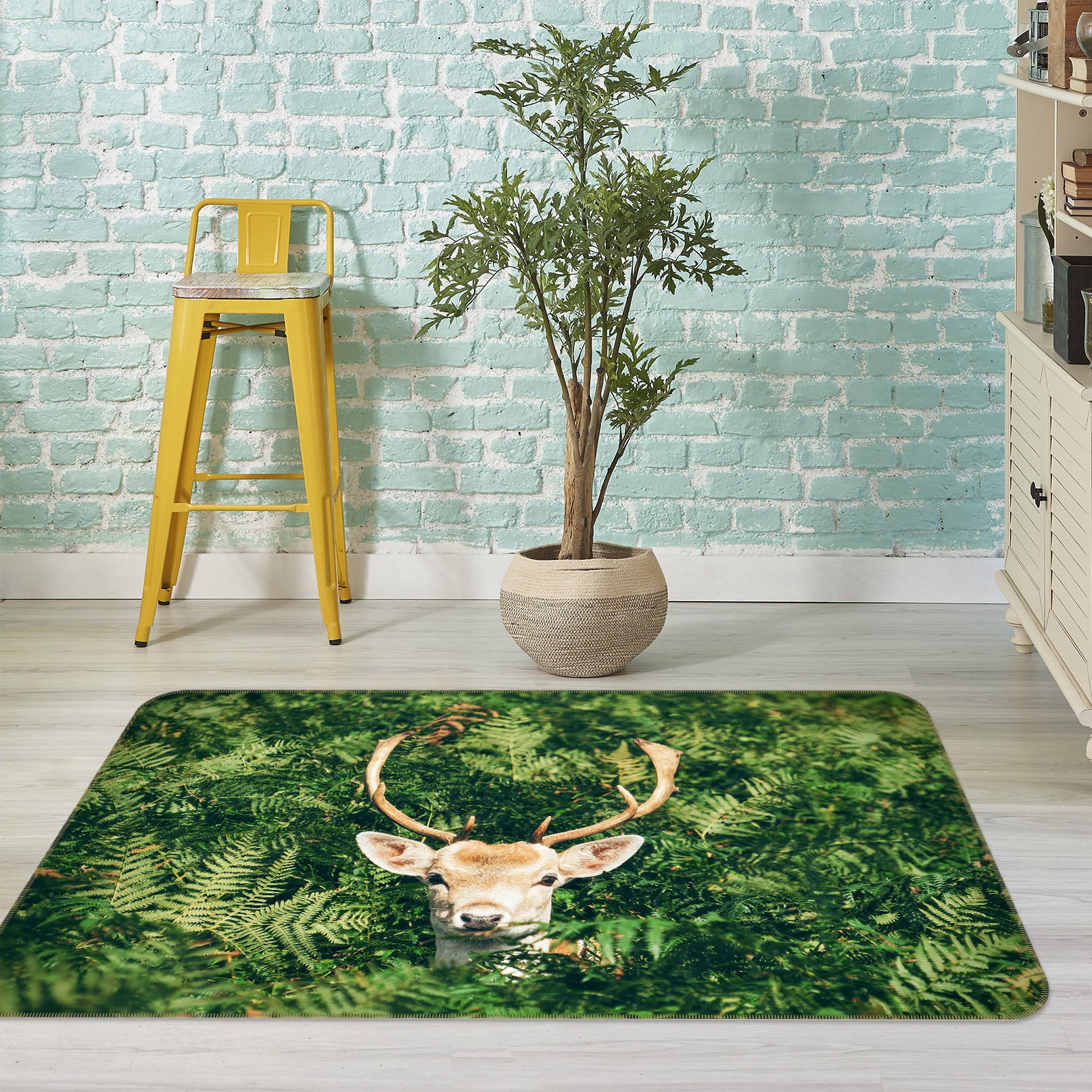 3D Jungle Deer 35174 Non Slip Rug Mat